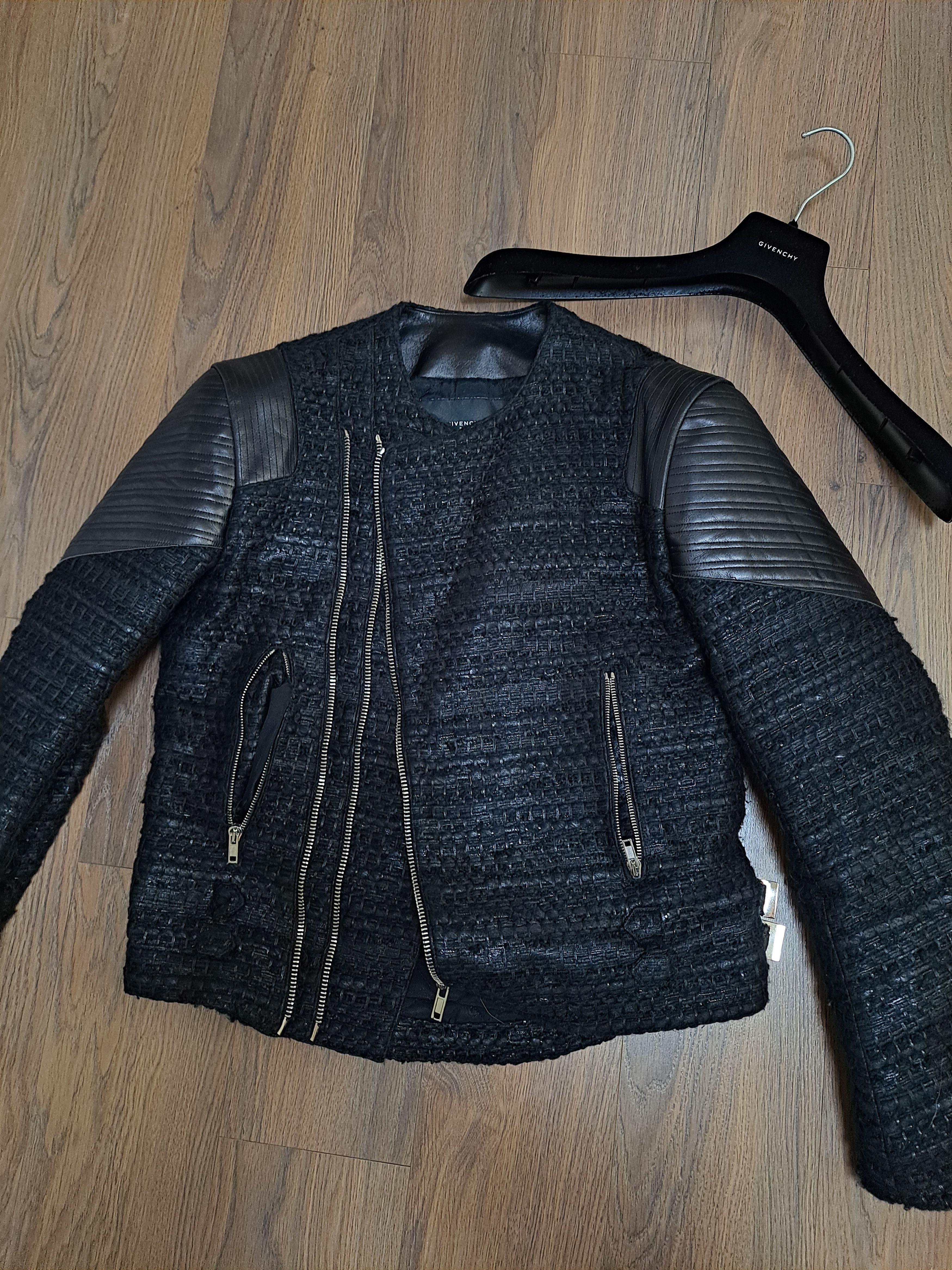 Givenchy $7265 GIVENCHY TWEED BIKER RIDER LEATHER JACKET Size US M / EU 48-50 / 2 - 3 Thumbnail