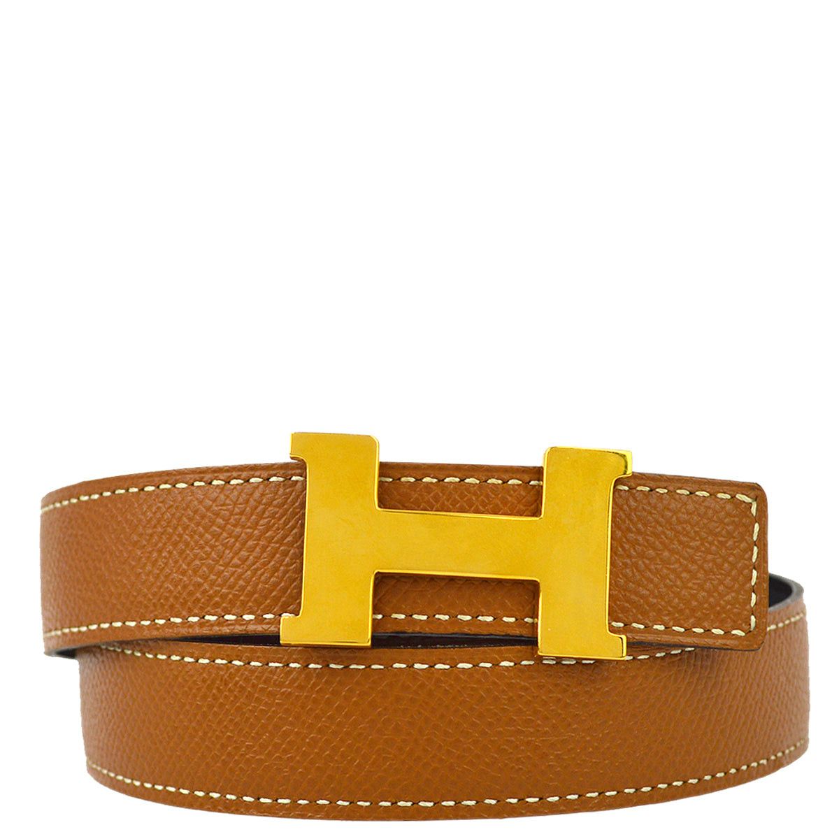 image of Hermes 1999 Brown Courchevel Constance Reversible Belt 72 99958, Women's
