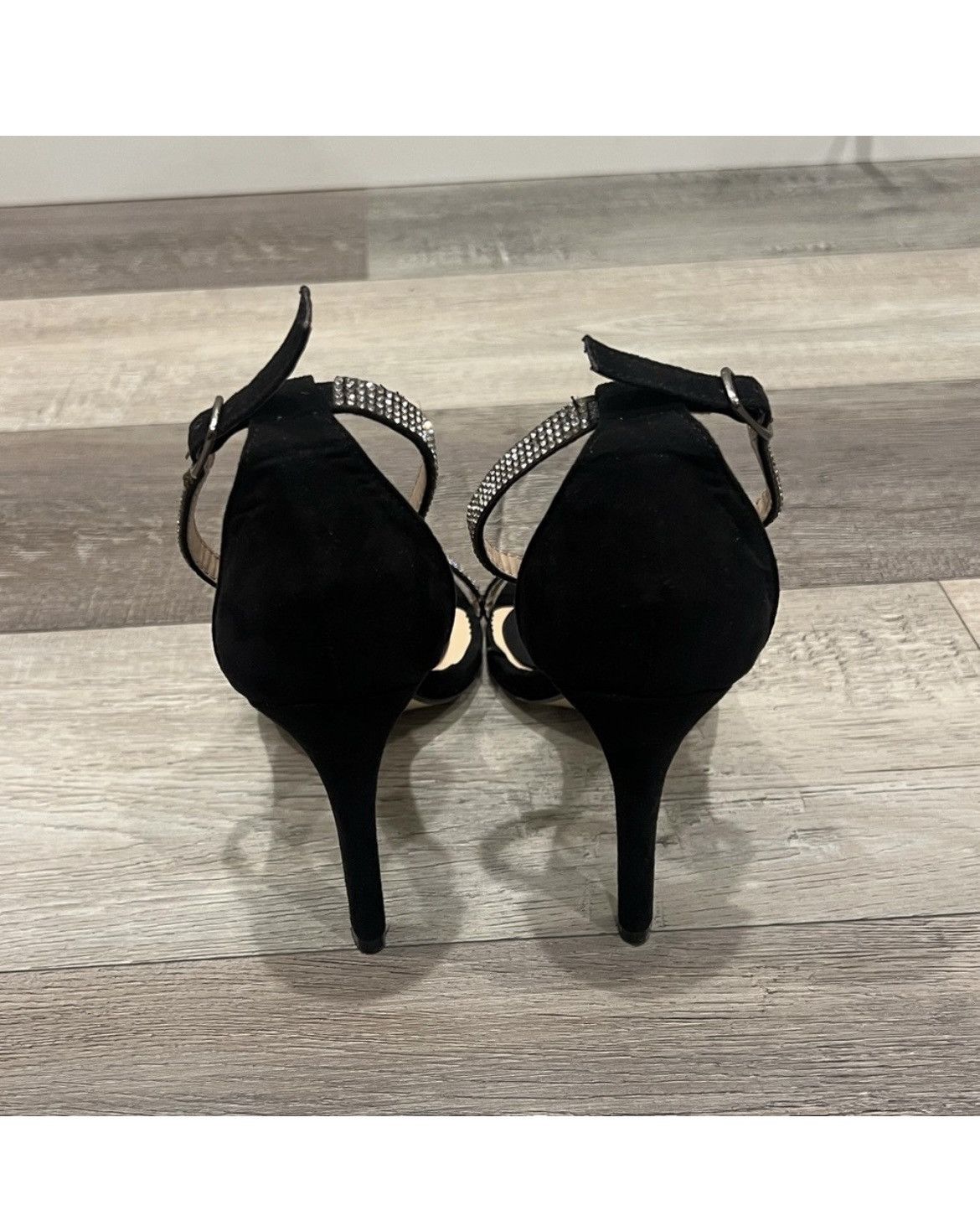 Vera Wang Vera Wang Black Rhinestone Ankle Strap Heels Size 38 US 7.5 Size US 7.5 / IT 37.5 - 2 Thumbnail