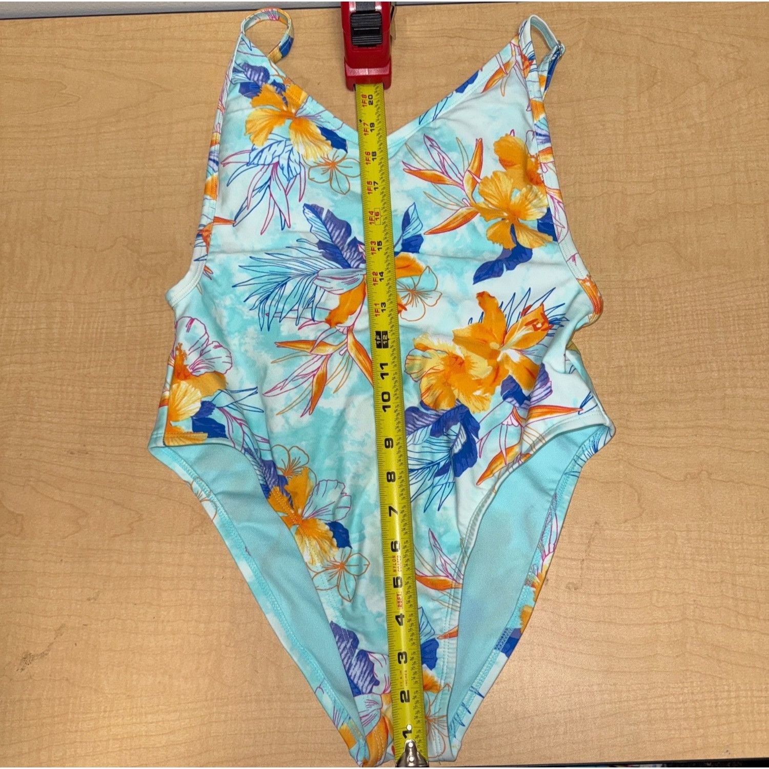 Other Xhilaration One Piece Swimsuit Size Medium - Aqua Floral Sco Size ONE SIZE - 5 Thumbnail