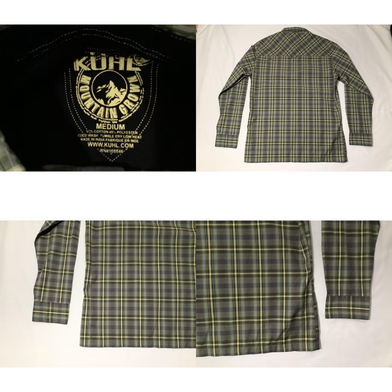 Vintage KÜHL Shirt Mens Medium Green Gray Plaid Long Sleeve Button Front Pockets Casual Size US M / EU 48-50 / 2 - 8 Thumbnail
