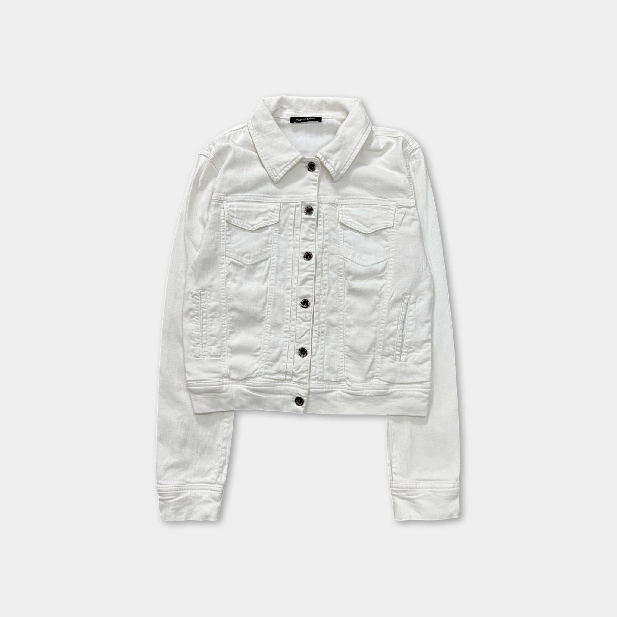 Other Plein Sud 2000's White Denim Jacket Size XS / US 0-2 / IT 36-38 - 1 Thumbnail