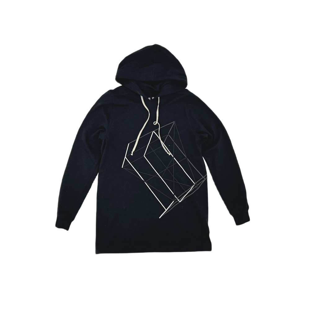Rick Owens Rick Owens Black Geometric Embroidery Longline Hoodie Size US S / EU 44-46 / 1 - 1 Thumbnail