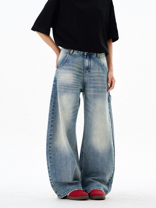 Jean Men's retro washed loose gradient curved jeans Size US 32 / EU 48 - 3 Thumbnail