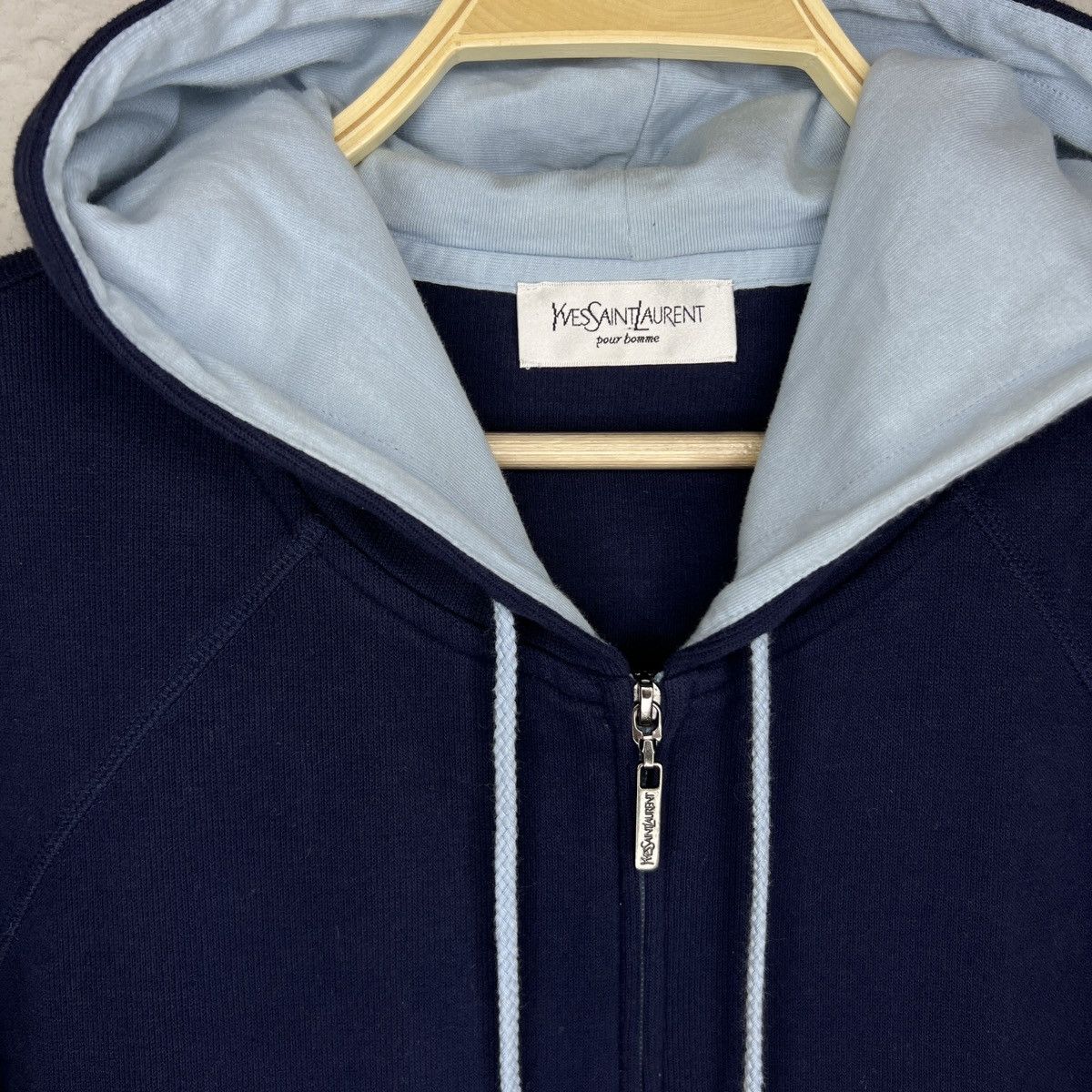 Designer × Yves Saint Laurent Yves Saint Laurent YSL Hoodie Zip Sweatshirt Navy Logo Size US L / EU 52-54 / 3 - 3 Thumbnail