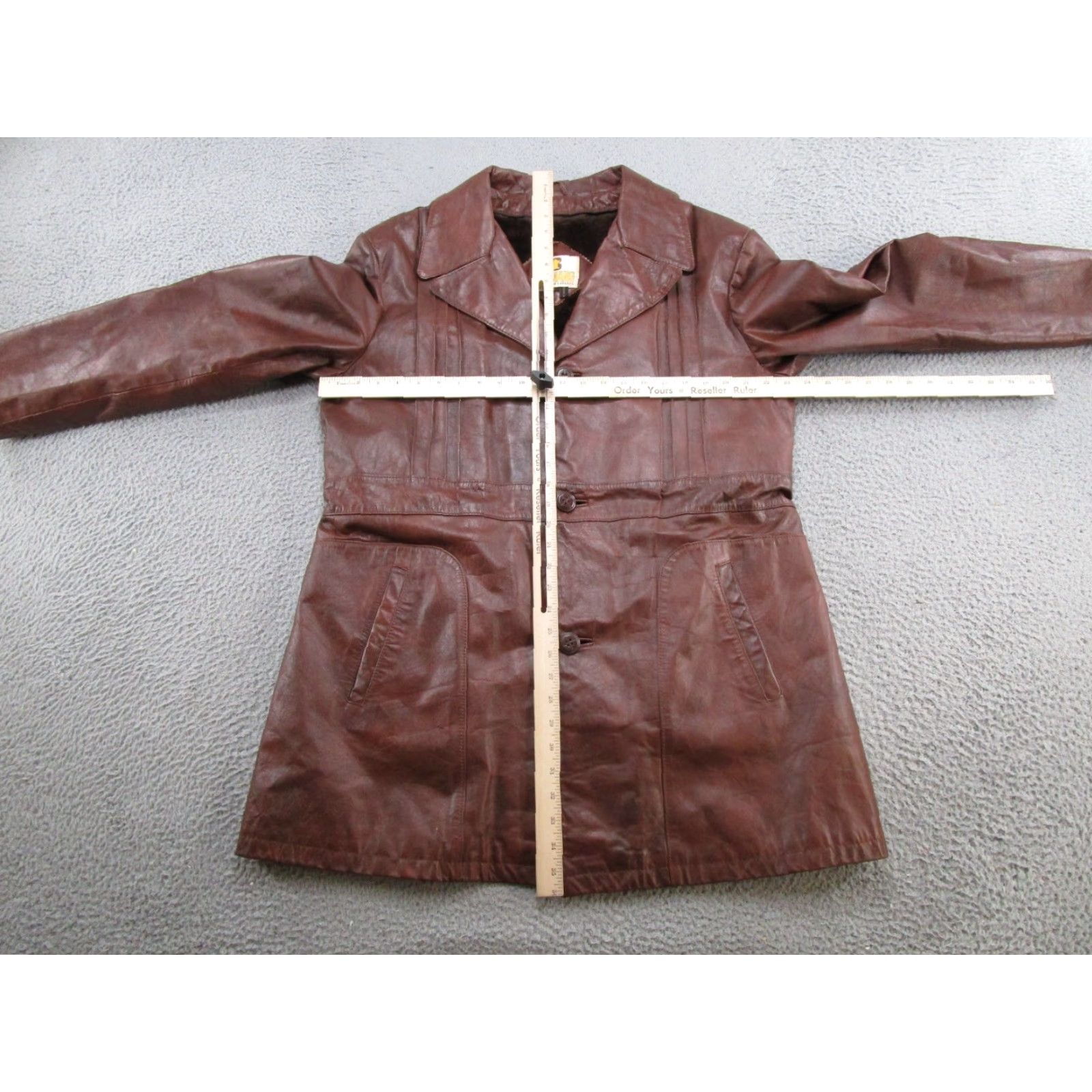 Ben Sherman VINTAGE Bermans Leather Bomber Jacket, Brown, 46, Button Up, 80s 90s Mens Jacket Size US S / EU 44-46 / 1 - 5 Thumbnail