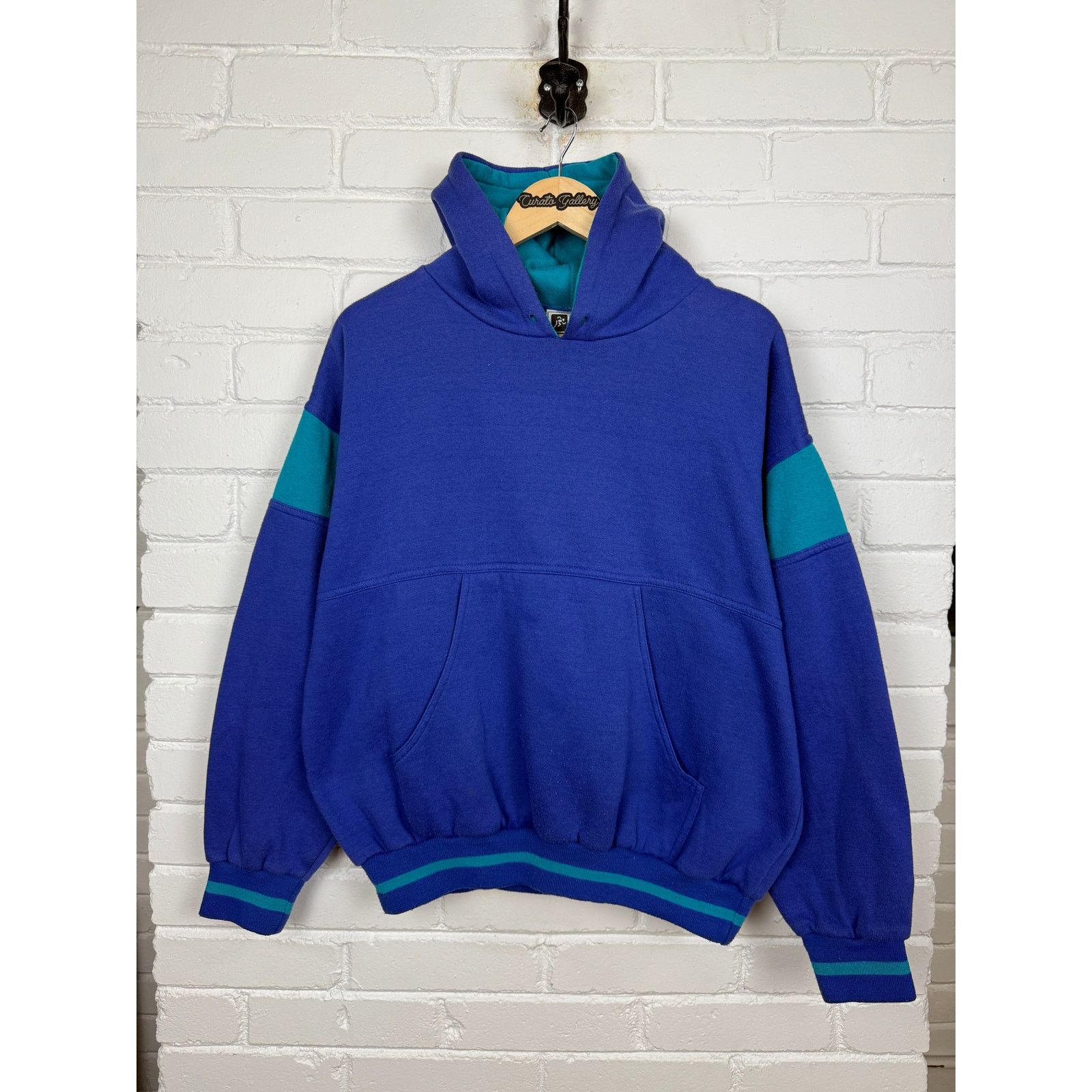 Vintage Vintage 80s/90s Activewear Two Tone Blank Pullover Hooded L Size US L / EU 52-54 / 3 - 1 Thumbnail