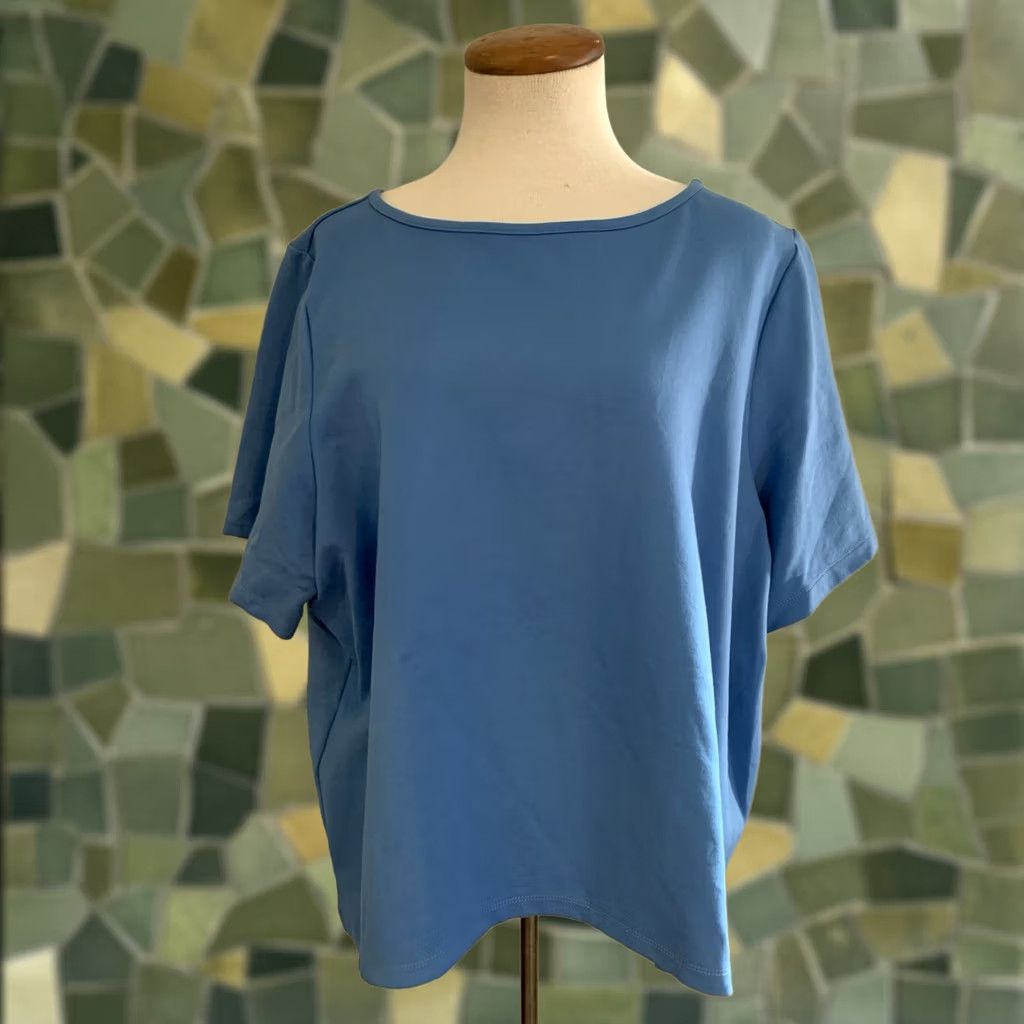 Vintage Betabrand Shirt Women 2XL Blue Short Sleeve Top Hi Low Boxy T-Shirt Casual Travel Size XXL / US 16-18 / IT 52-54 - 1 Thumbnail