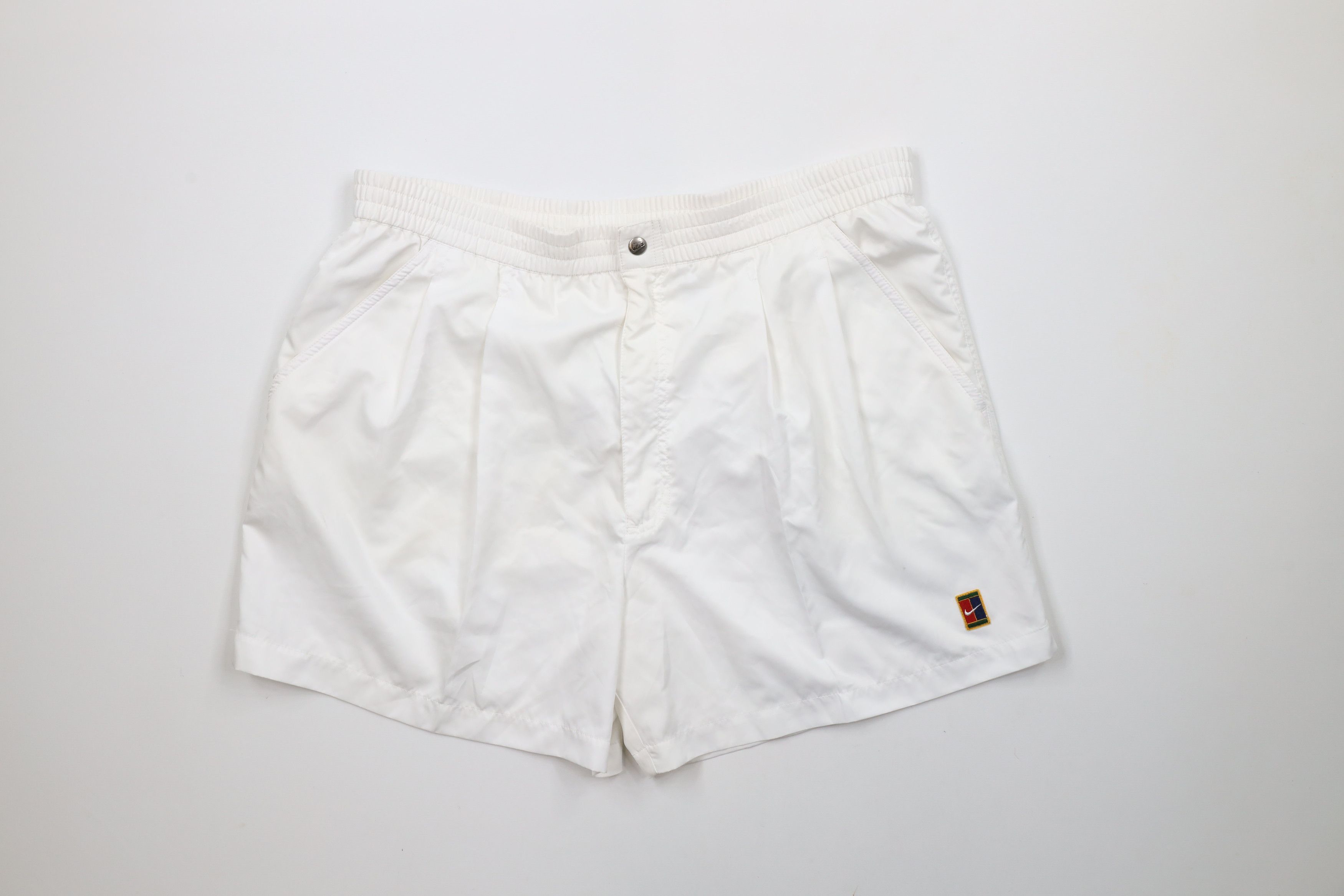 Nike × Vintage Vintage 90s Nike Challenge Court Knee Tennis Shorts White Size US 36 / EU 52 - 1 Thumbnail