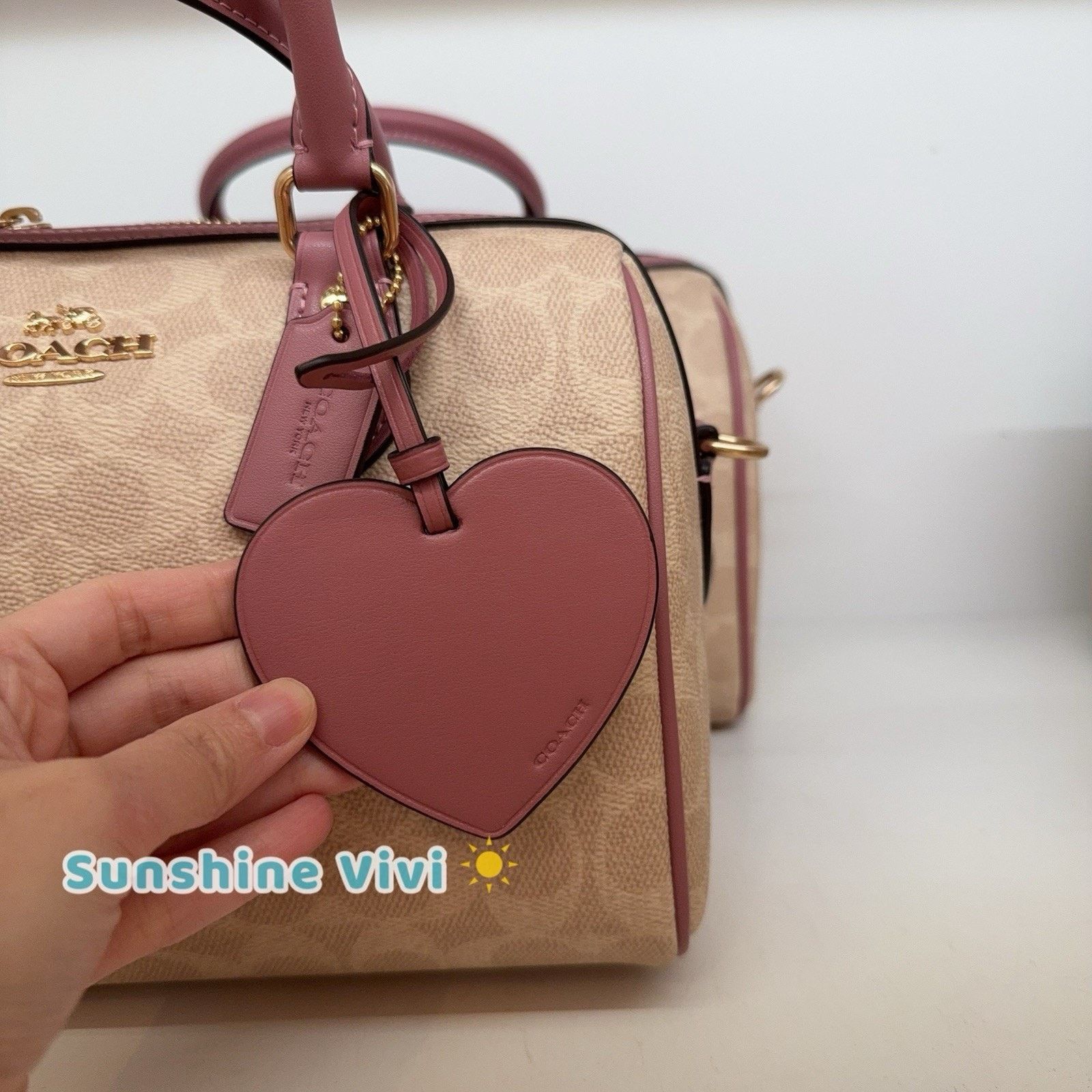 Coach NWT Coach Rowan Satchel Bag Heart Charm CDB21 Sand/Peony Size ONE SIZE - 3 Thumbnail