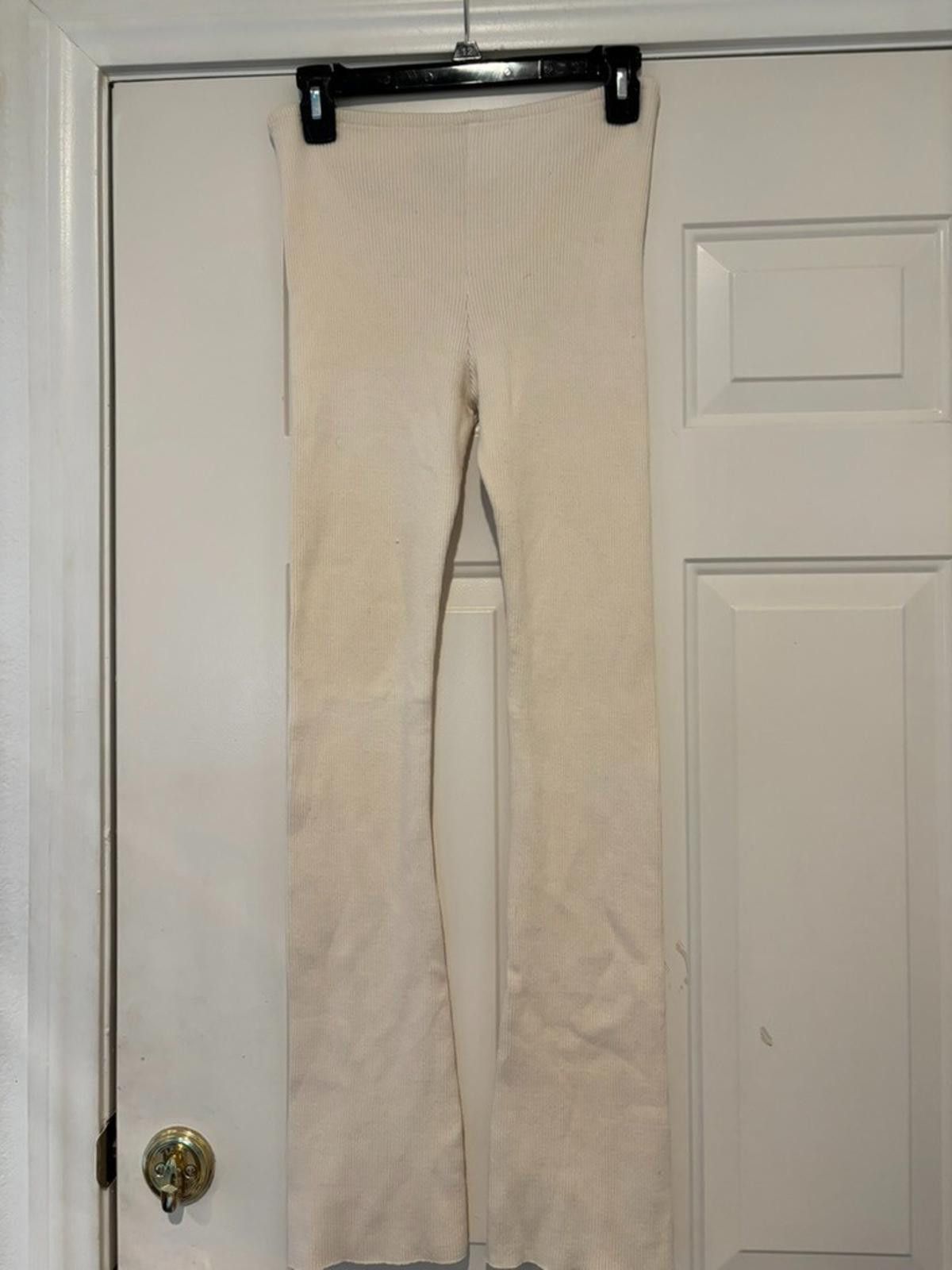 Designer Womens sz small ANP Los Angeles ribbed cream pants #383 Size 28" / US 6 / IT 42 - 1 Thumbnail