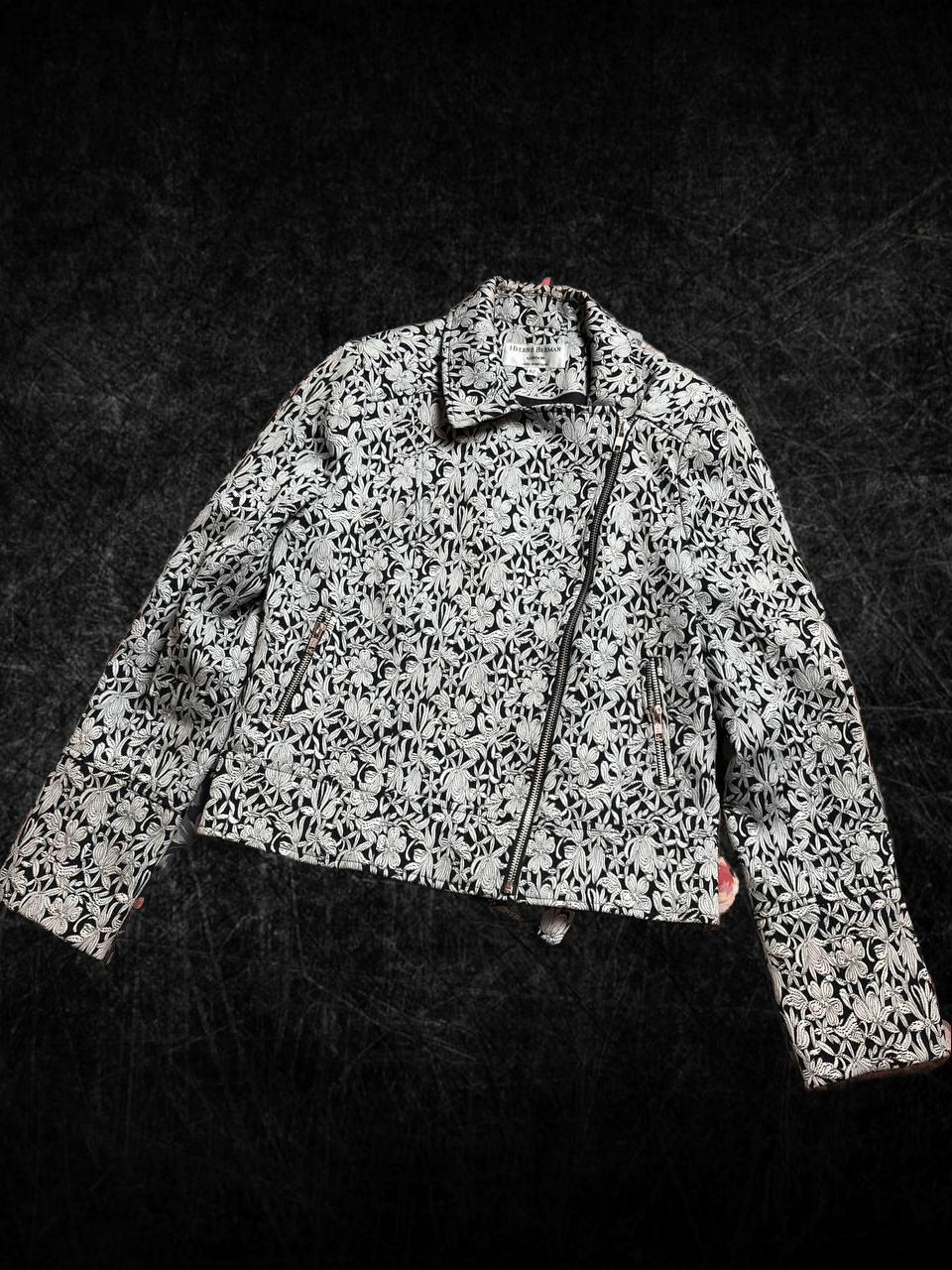 HELENE BERMAN Blazer Jacket Collarless Floral PRINT