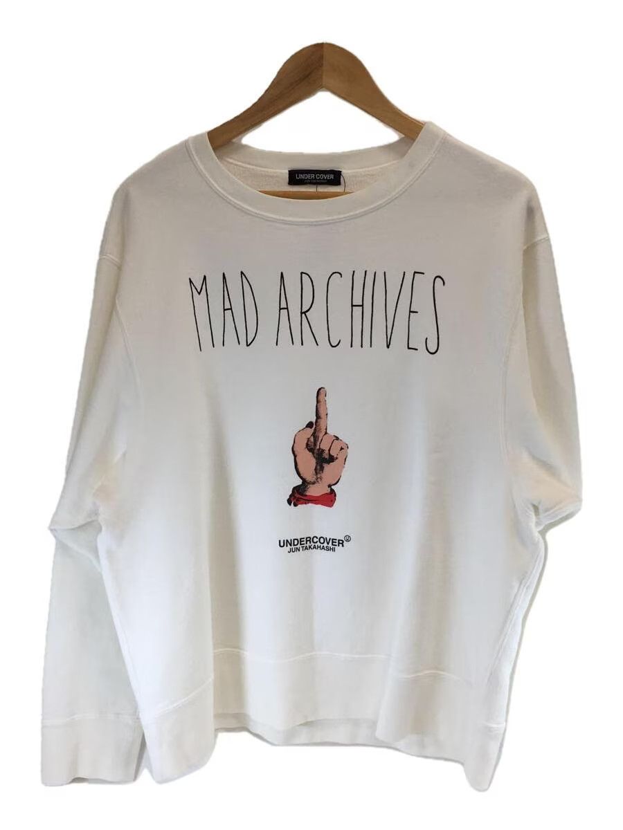 image of Undercover Mad Archives Middle Finger Sweatshirt in White, Men's (Size Medium)