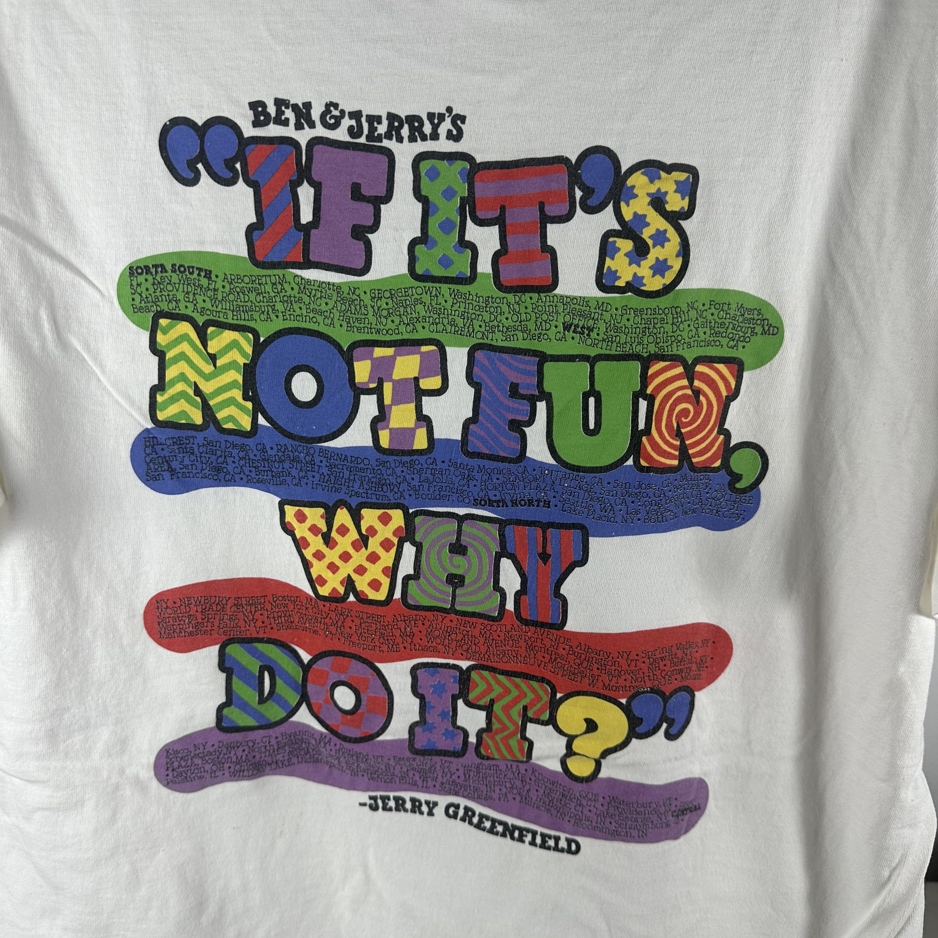 Vintage 90s Ben & Jerry's Ice Cream If It's Not Fun Why Do It Tee Size US XL / EU 56 / 4 - 4 Thumbnail