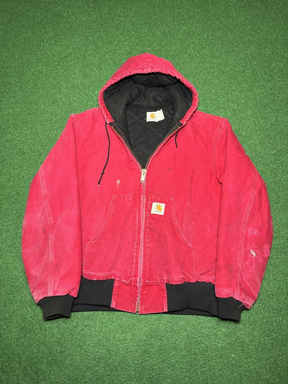 Carhartt Vintage 90s J130 Dark Red Crimson Large Zip Duck Jacket Size US L / EU 52-54 / 3 - 1 Thumbnail