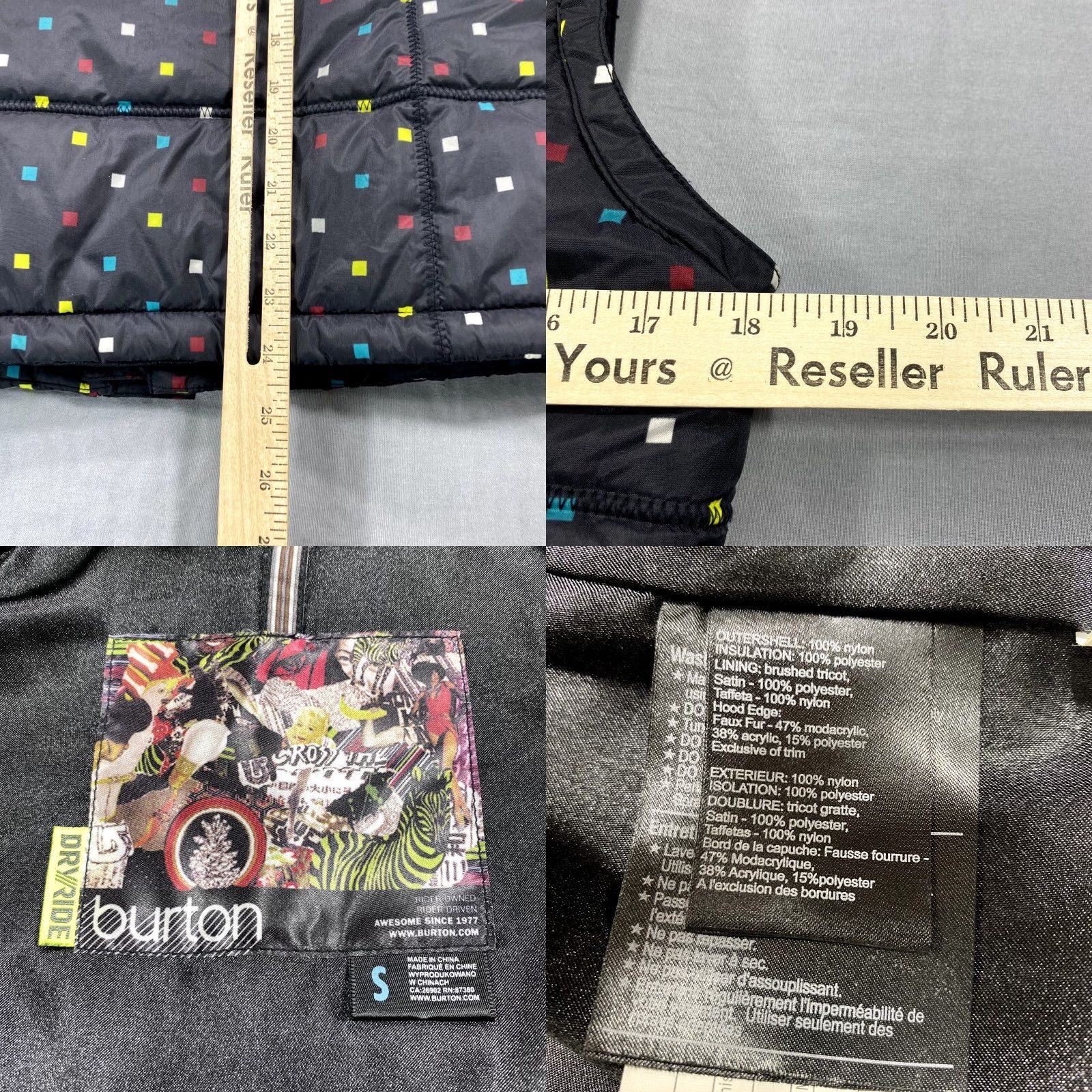 Burton Burton Women's Vest Jacket Nylon Black Mid-Length Hooded Zip Pockets Winter All Seasons Polka Dot Size S / US 4 / IT 40 - 8 Thumbnail