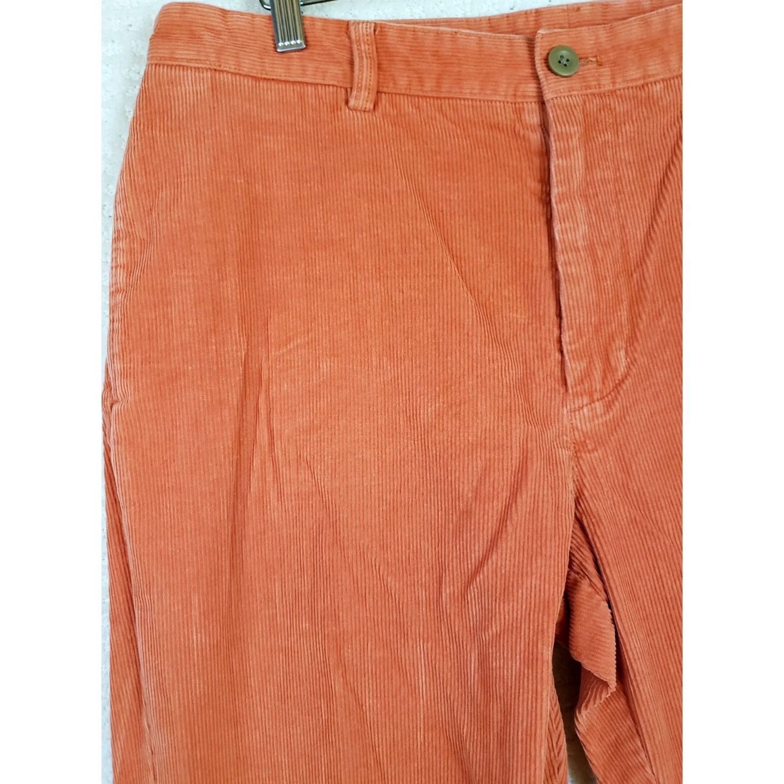 Vineyard Vines Vineyard Vines Pants Mens 35x29 Orange Corduroy Straight Flat Front Chino Zip Casual Modern Regular Mens Size US 35 - 4 Thumbnail