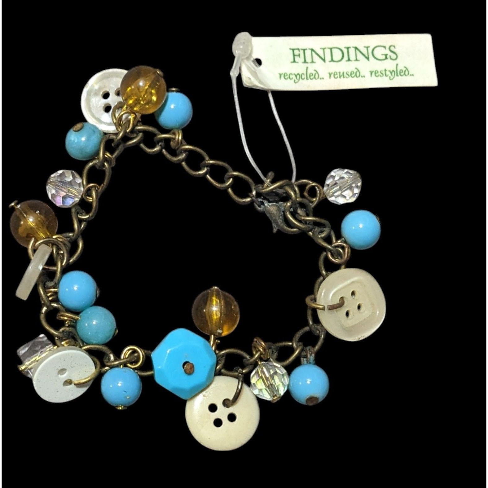 Other Findings Beaded Button Charm Recycled Bracelet Size ONE SIZE - 2 Thumbnail