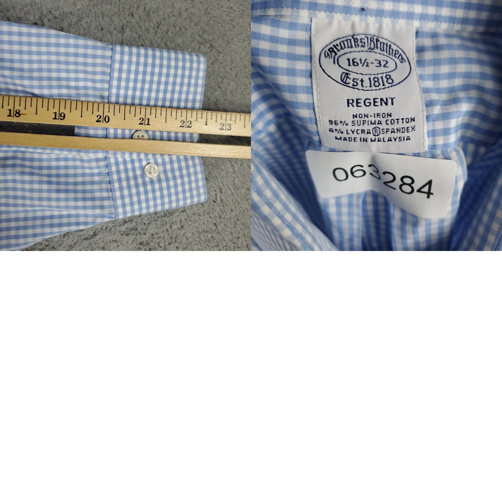 Brooks Brothers Brooks Brothers Dress Shirt Mens 16.5 Blue Gingham Long Sleeve Non-Iron Stretch Size US L / EU 52-54 / 3 - 8 Thumbnail