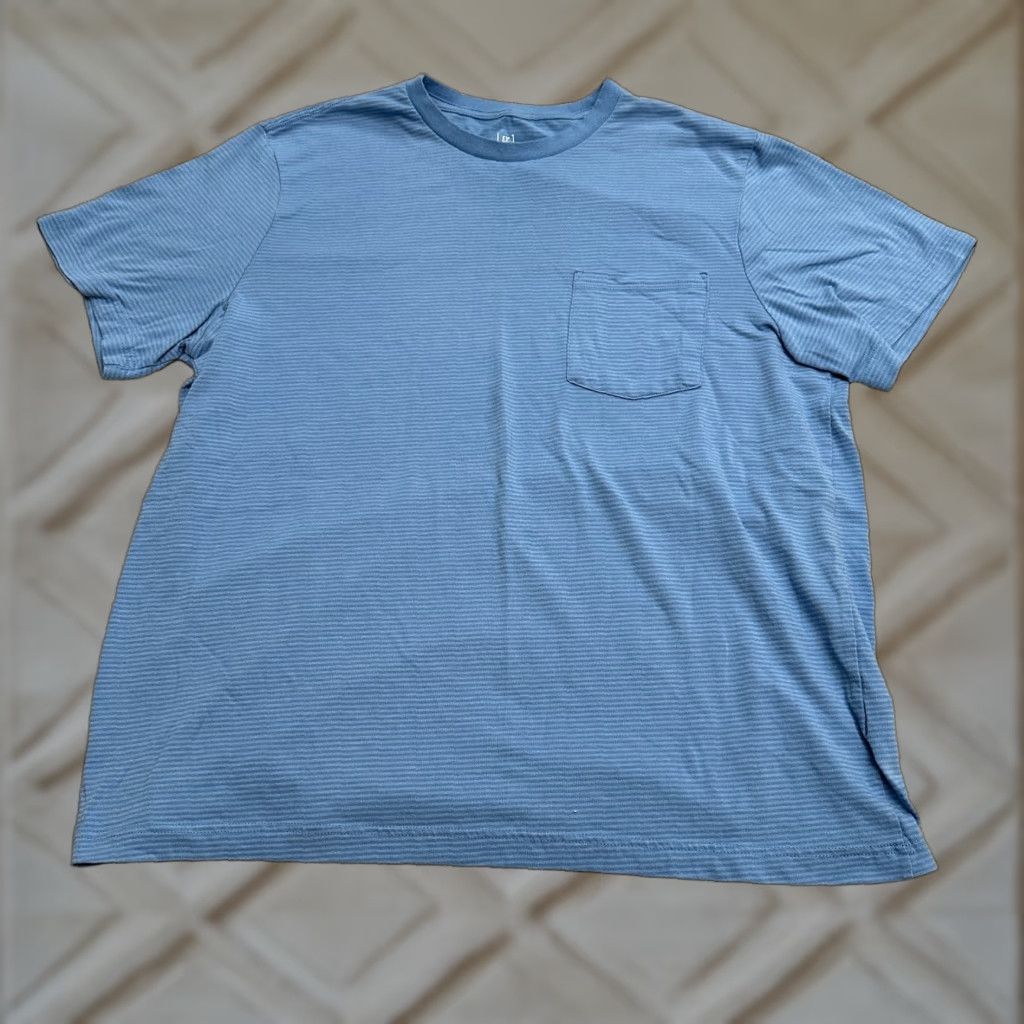 George GEORGE Shirt Mens XL Blue Striped Crew Neck Pocket Tee Adult Large Regular Fit BLUE Striped 90s? (No decade) Mens Size US XL / EU 56 / 4 - 1 Thumbnail
