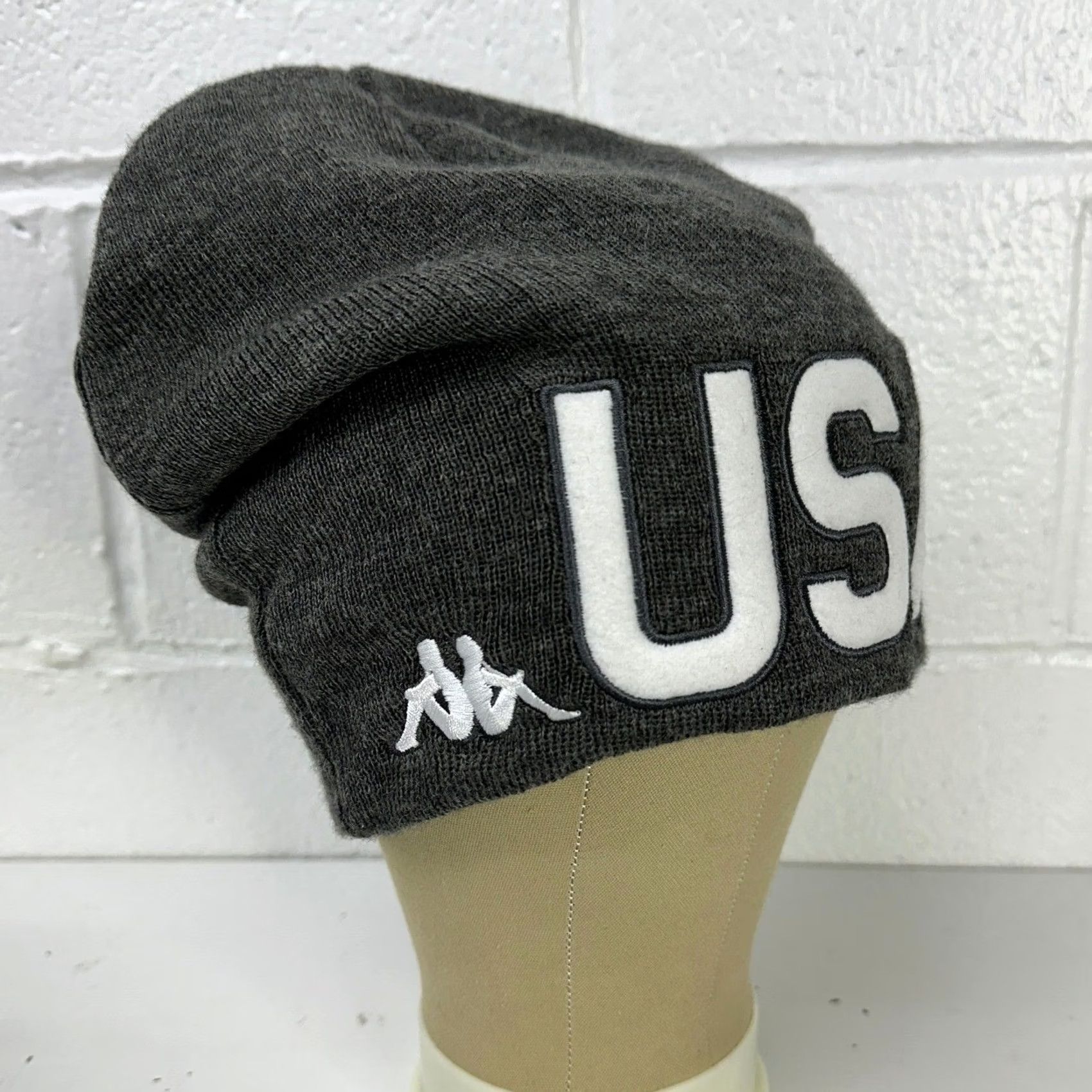 Kappa Kappa Beanie Hat Mens One Size Charcoal USA Embroidered Omini Wool Acrylic Knit Winter Sport / Vintage? No - Classic 6Cento Wabato2 Size ONE SIZE - 3 Thumbnail