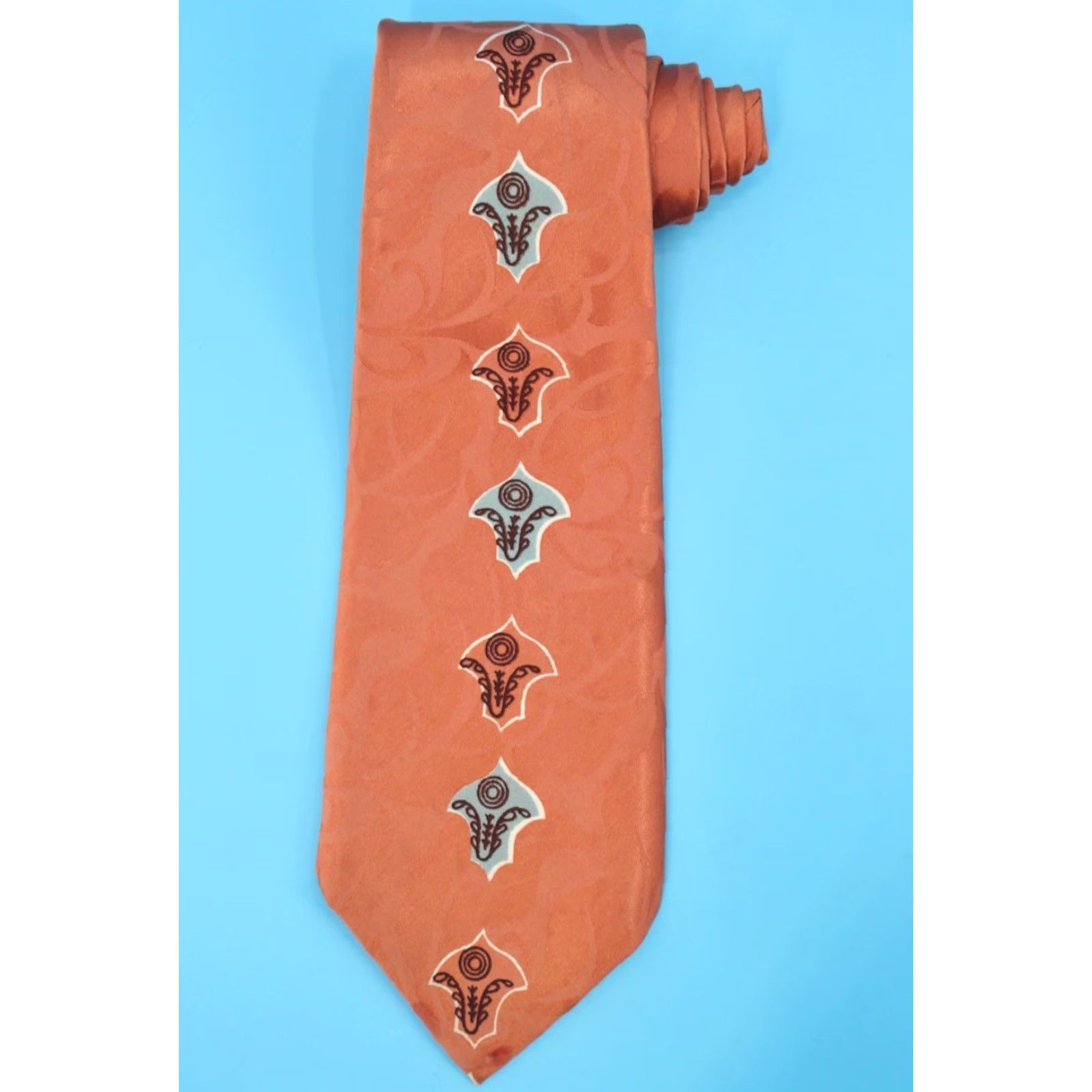 Vintage VTG Pilgrim Necktie 40s Tie Orange Rayon Men Size ONE SIZE - 2 Thumbnail