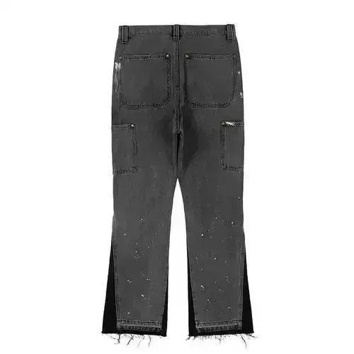 Japanese Brand Splash Ink Painted Washed Micro Elastic Denim Logging Pants Size US 32 / EU 48 - 2 Thumbnail