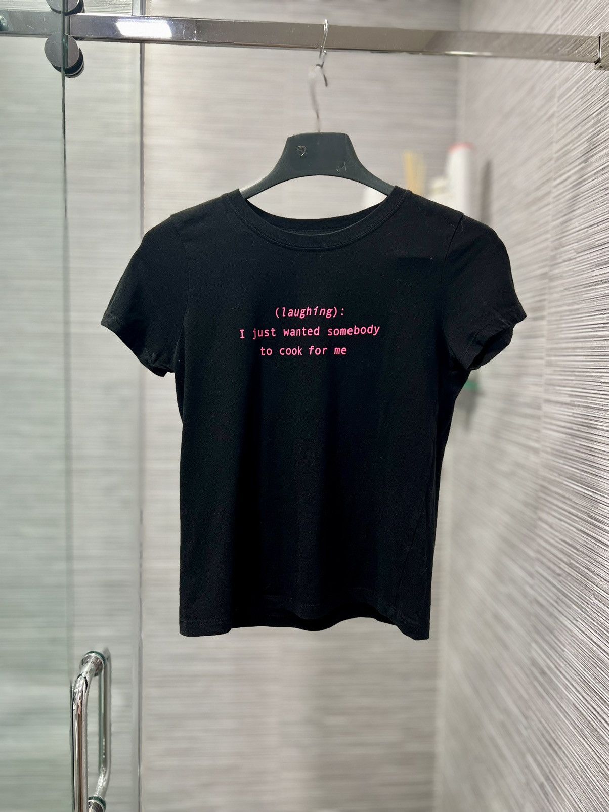 Pull & Bear Pull & Bear Women's Black Cotton Text Print Short Sleeve Size S / US 4 / IT 40 - 3 Thumbnail