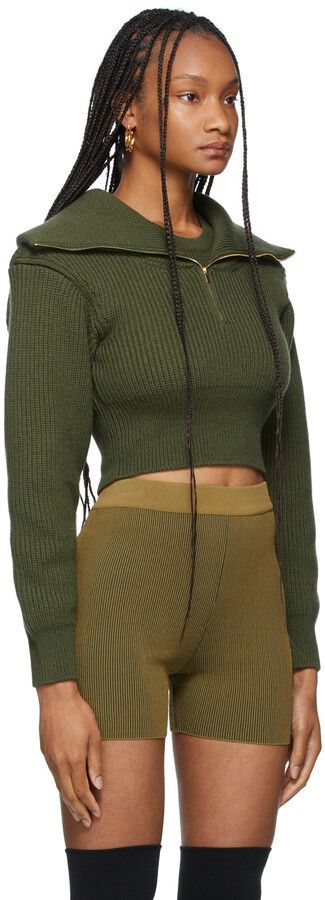 Jacquemus o1mle0325 La Maille Risoul Sweater in Dark Khaki Size XS / US 0-2 / IT 36-38 - 3 Thumbnail