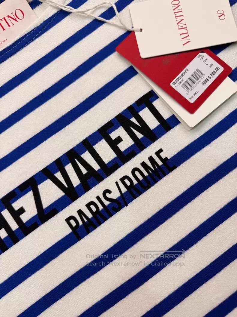 Valentino Valentino Blue and white striped long sleeves Size L / US 10 / IT 46 - 2 Thumbnail