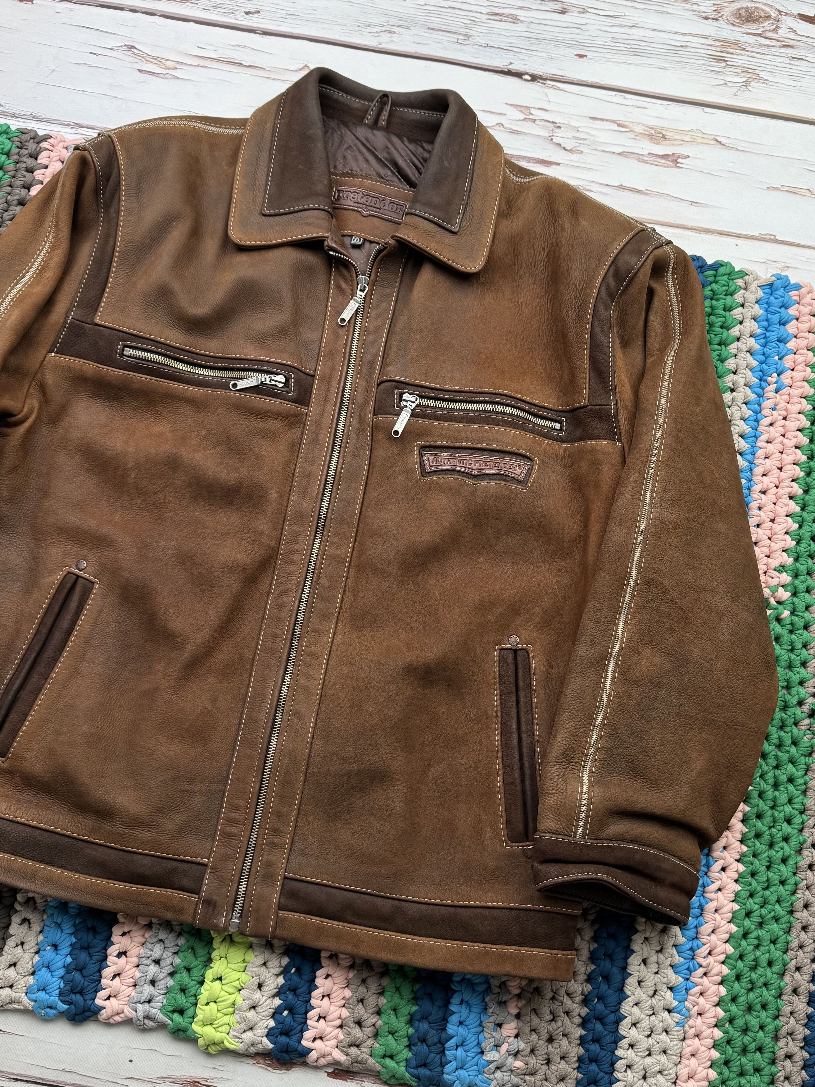 Japanese Brand Vintage Heavy Leather Bomber Jacket (ET1)(D15) Size US XL / EU 56 / 4 - 3 Thumbnail