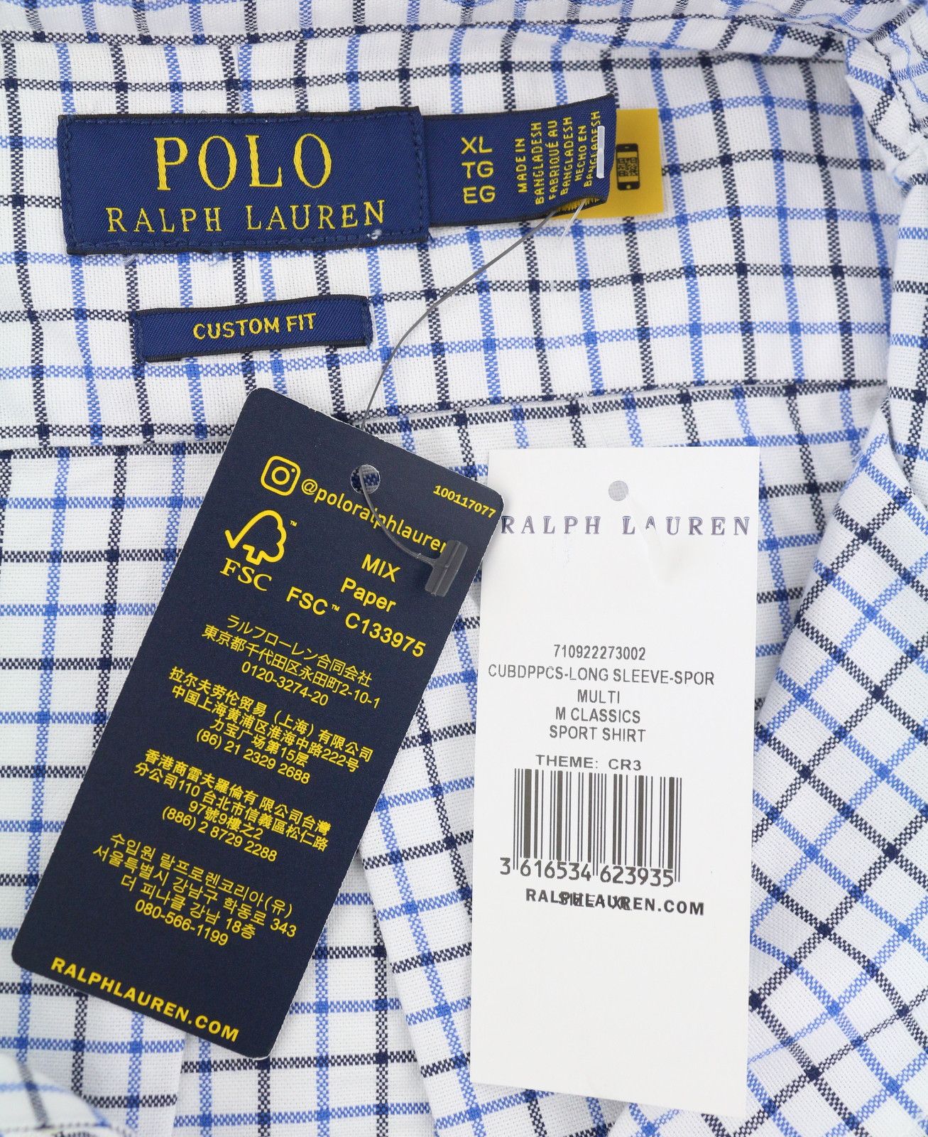 Ralph Lauren XL White Check Custom Fit Button-Down Neck Logo 87004 Size US XL / EU 56 / 4 - 9 Thumbnail