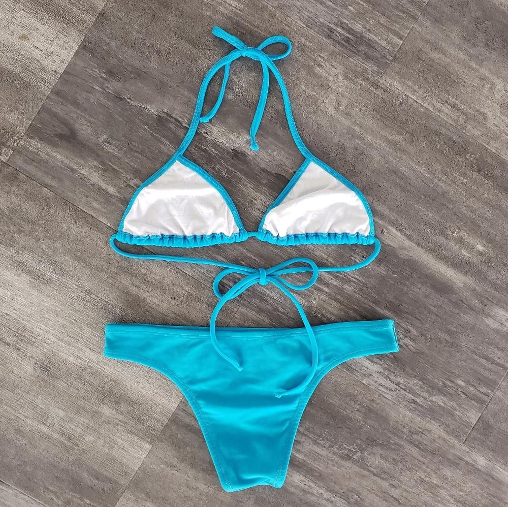 Designer Blue Basic Kyara Bikini Set Size ONE SIZE - 2 Thumbnail