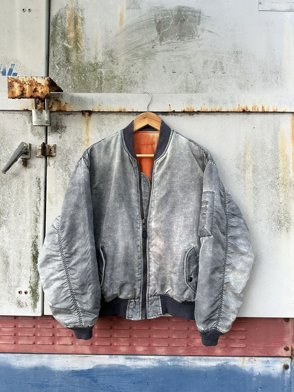 Vintage 🪖Vintage Faded MA-1 Unique Workers Bomber Jacket Size US M / EU 48-50 / 2 - 1 Thumbnail