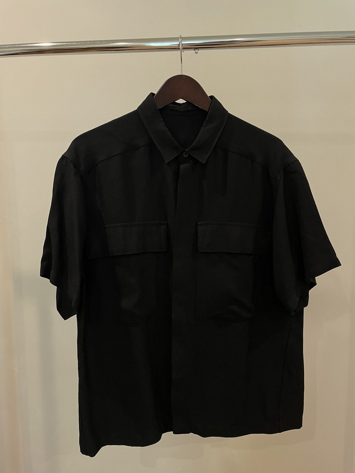 image of Fear Of God Crepe Short Sleeve Shirt in Black, Men's (Size Large)