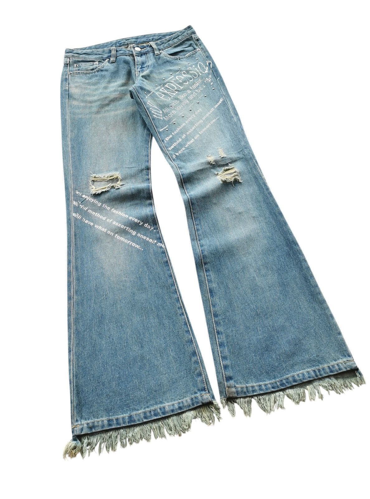 Tornado Mart Treasure Island Flared Distressed Studded Jeans ♦️A832 ♦️ Size 29" - 1 Thumbnail
