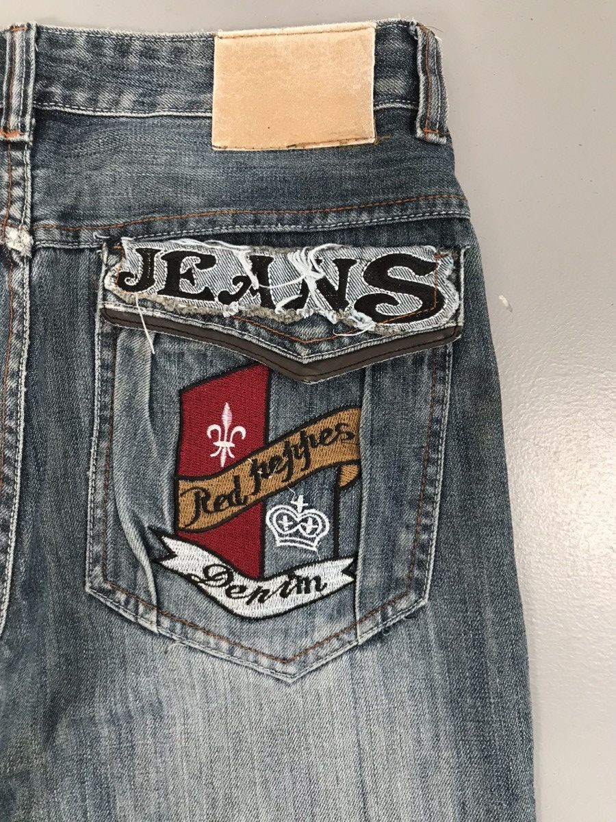 Vintage Y2K vintage popul arclothes crazy pocket embroidery denim Size US 33 - 12 Thumbnail