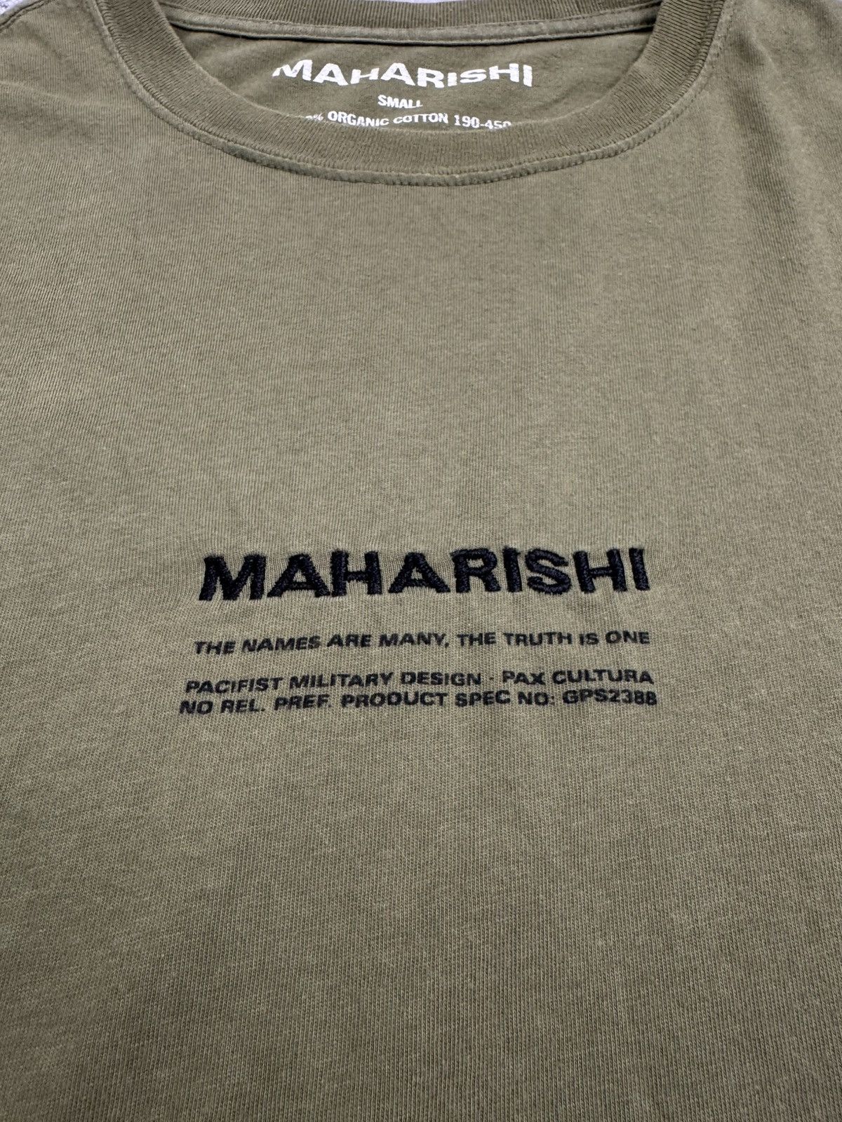Maharishi Maharishi Organic Cotton Logo T-Shirt Khaki Olive Green Sz S Size US S / EU 44-46 / 1 - 6 Thumbnail