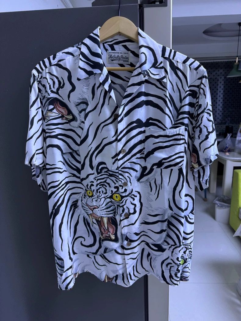 Wacko Maria White Tiger Hawaiian shirt