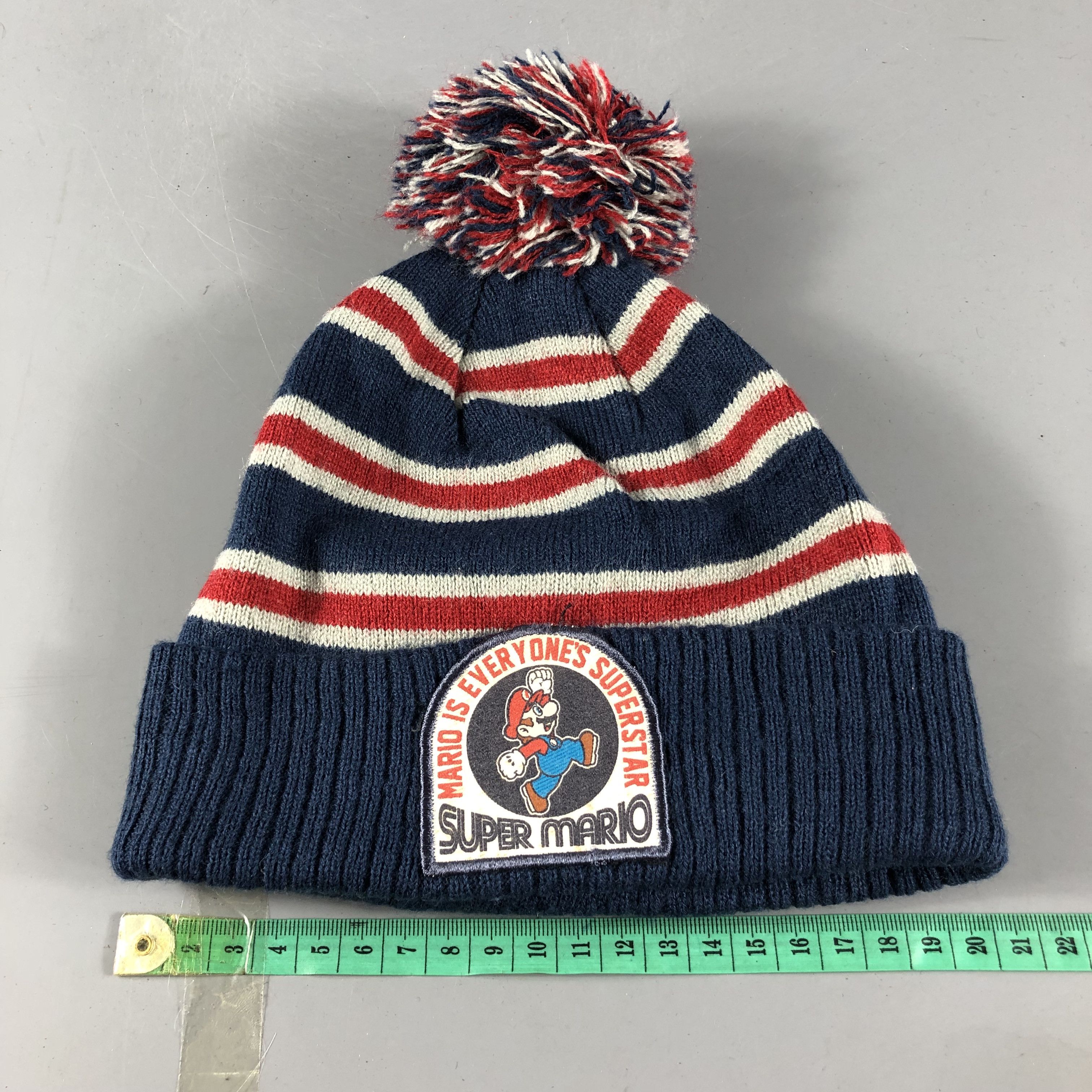 Nintendo Super Mario Striped Bobble Beanie Snowcap Snow Hat B532 Size ONE SIZE - 3 Thumbnail