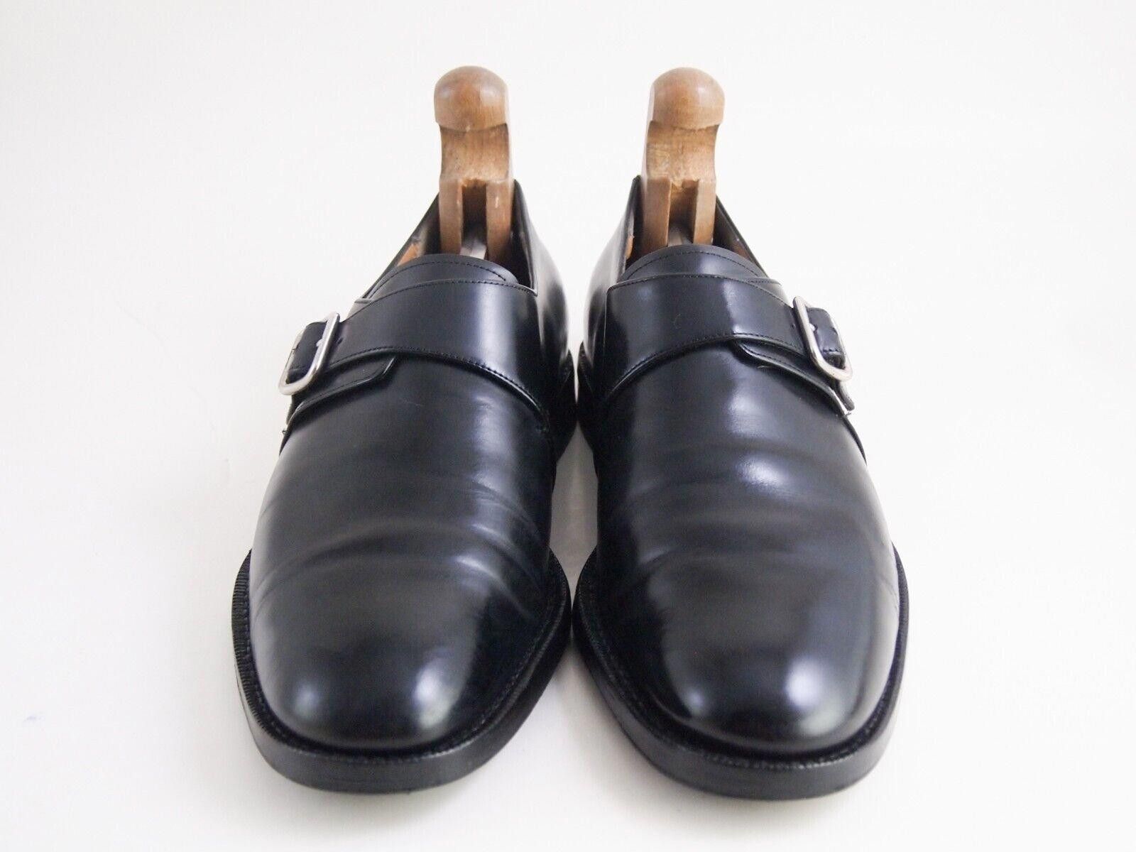 Salvatore Ferragamo Ferragamo Single Monks Black Polished Leather US 8 2E EU 41 Size US 9 / EU 42 - 3 Thumbnail