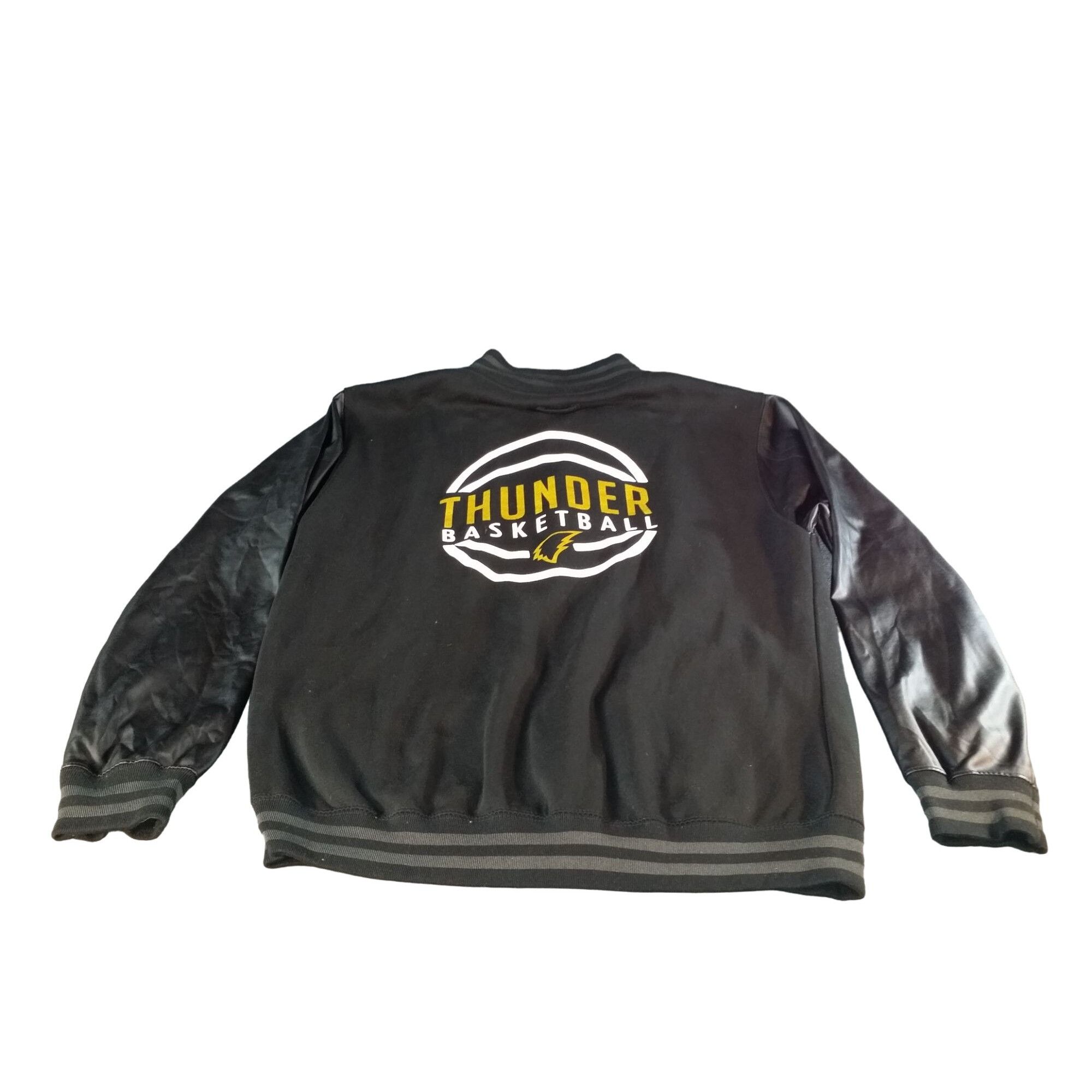 Other Thunder Basketball Varsity Jacket Men Sz XL Black Gray Just Size US XL / EU 56 / 4 - 6 Thumbnail