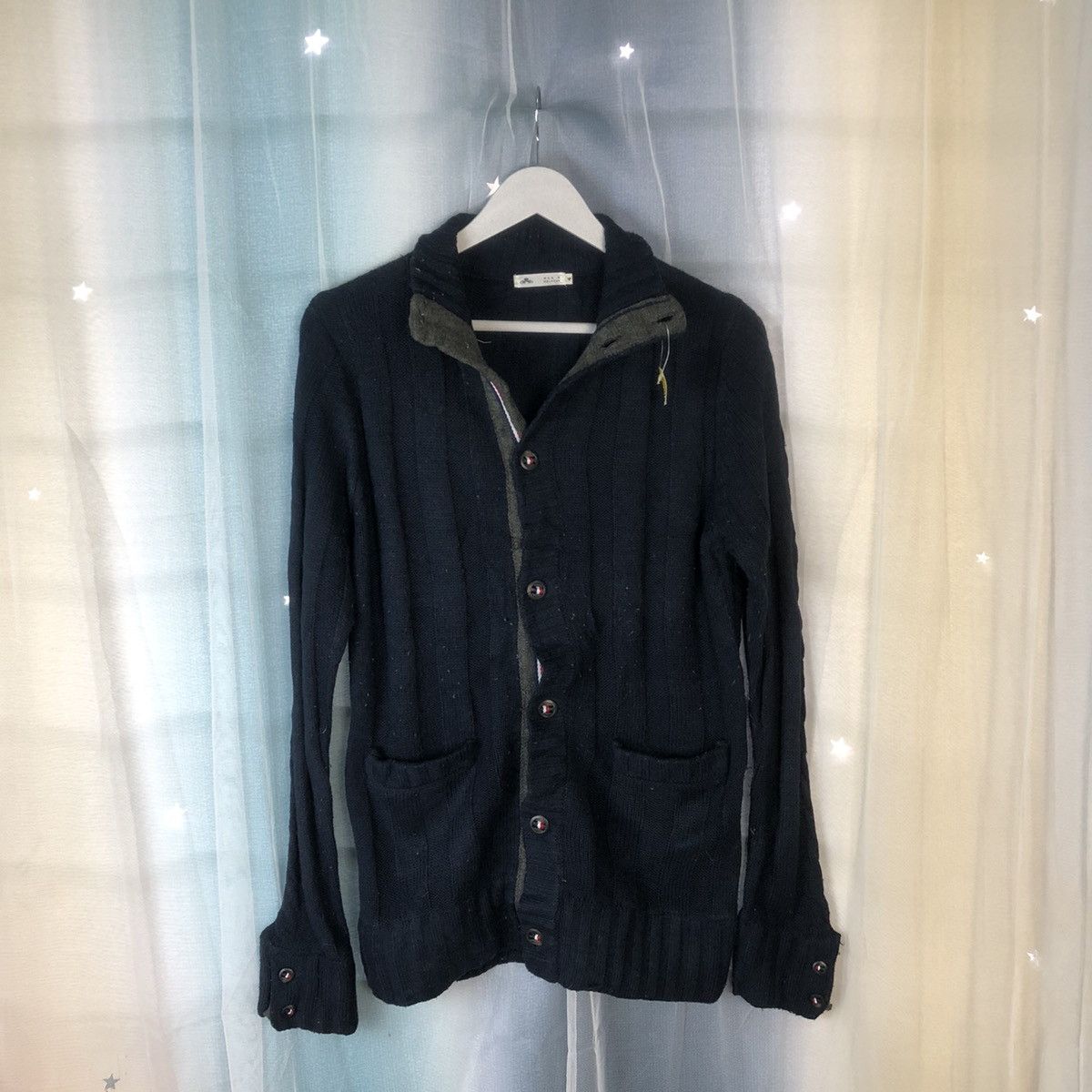 Japanese Brand Mens Mels Rose Dark Blue Patterned Cardigans #7415 Size US M / EU 48-50 / 2 - 1 Thumbnail