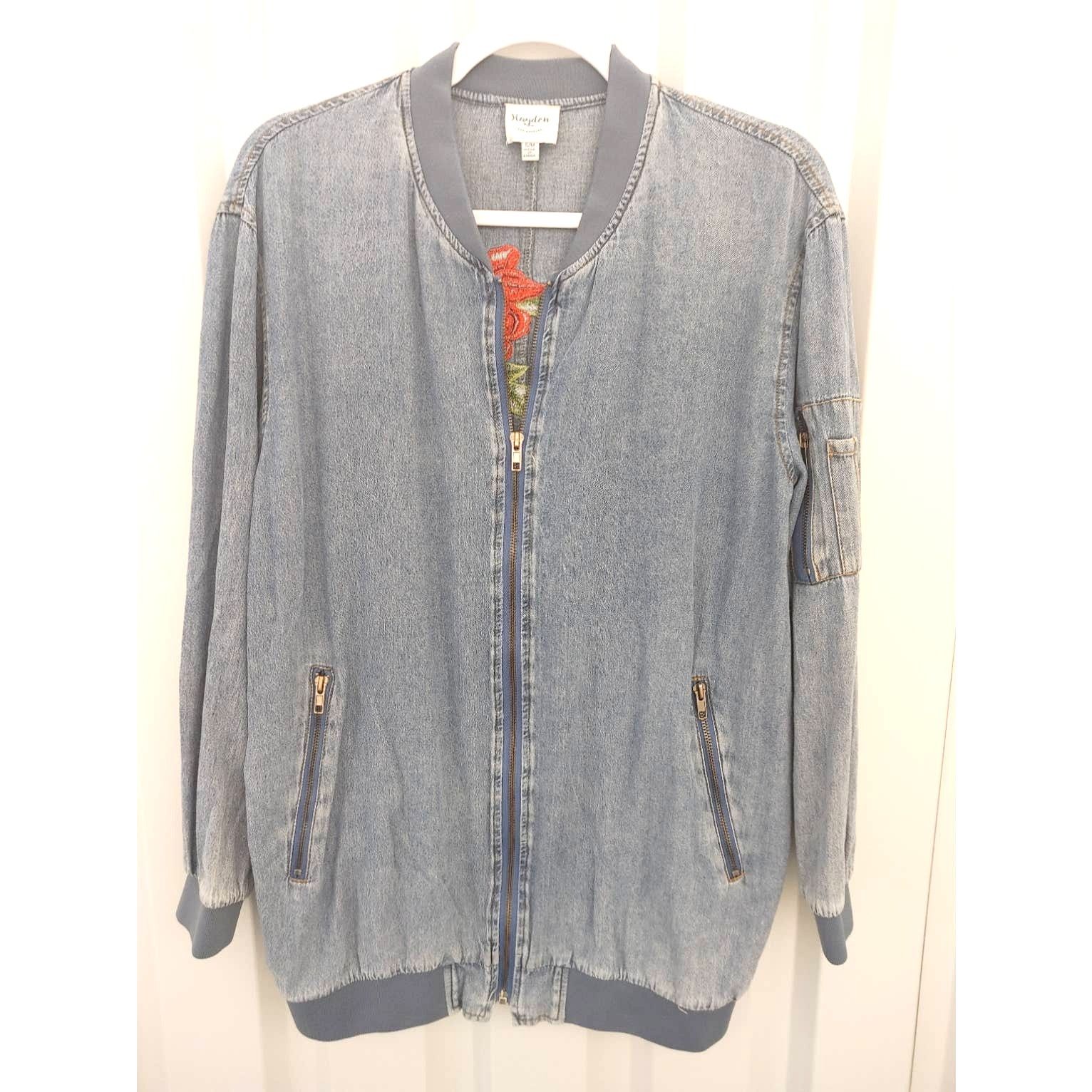 Other Hayden Oversized Denim Chambray Bomber Jacket Small Medium Size M / US 6-8 / IT 42-44 - 2 Thumbnail
