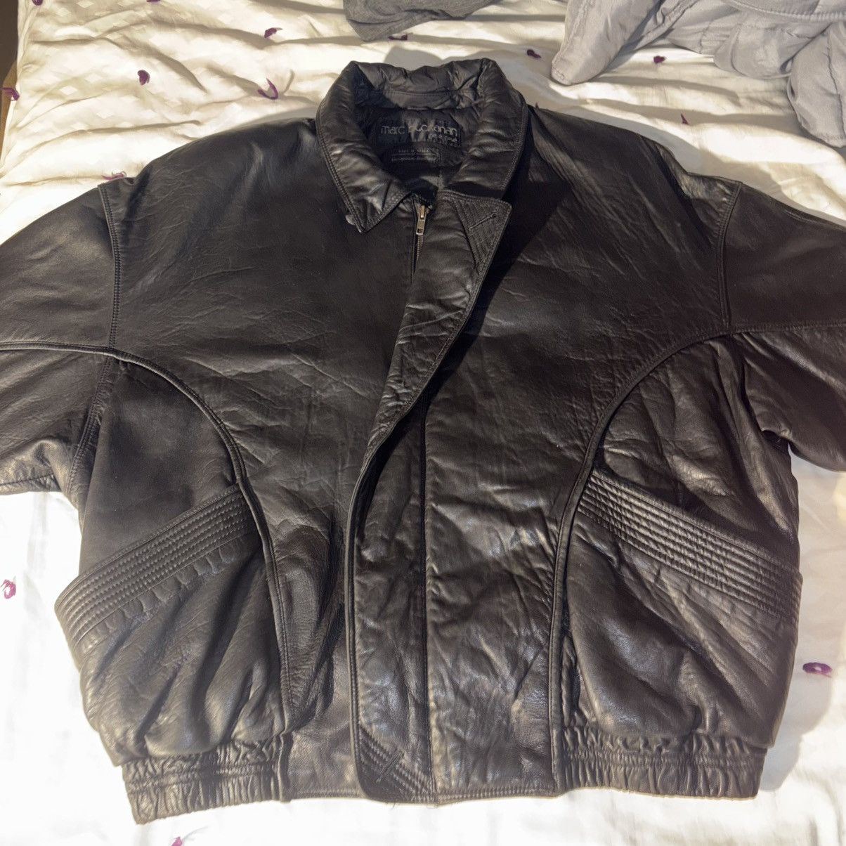 Marc Buchanan Vintage All Black Pelle Pelle Bomber Jacket Size US L / EU 52-54 / 3 - 1 Thumbnail