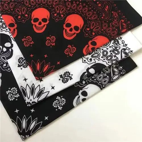 Other 3pcs Printed Skull Square Cotton Bandanas Size ONE SIZE - 1 Thumbnail