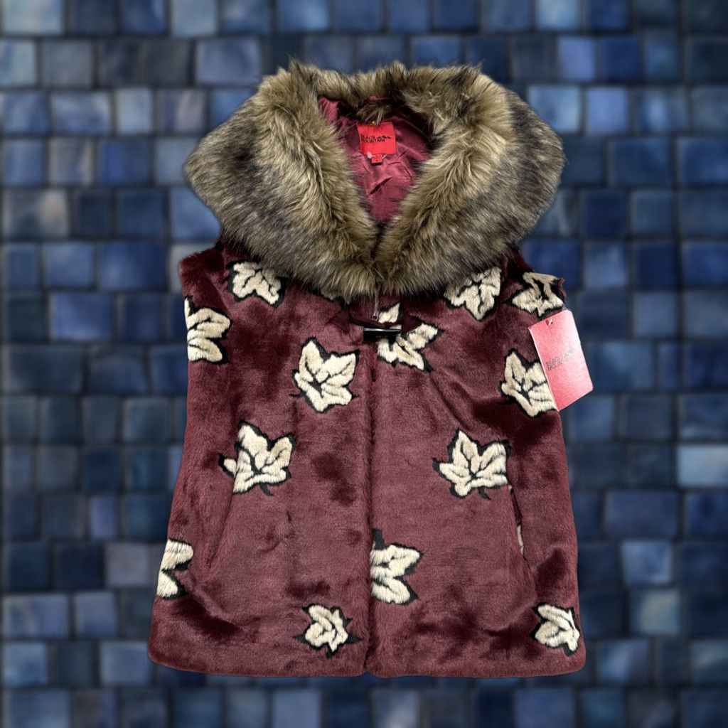 Vintage VINTAGE Black Mountain Vest Shirt Womens Small Black Mountain Faux Fur Trim Full Zip Sleeveless Vest Red Fur Trim New Size S / US 4 / IT 40 - 1 Thumbnail