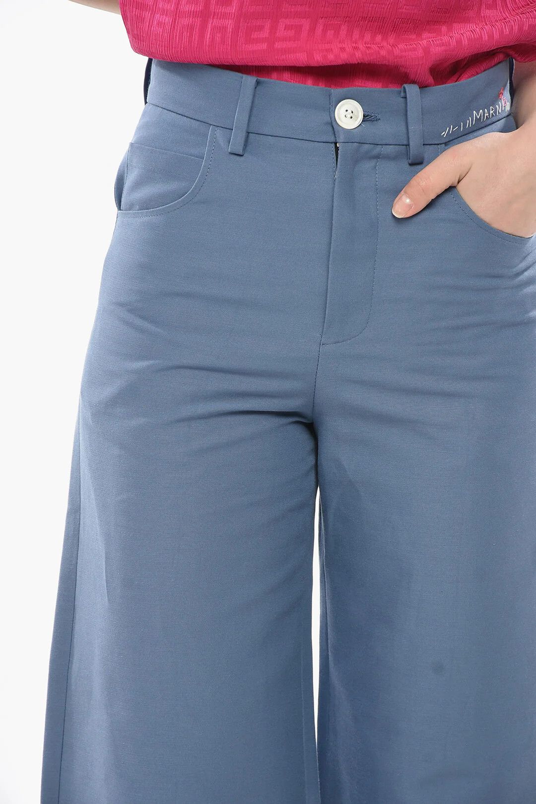 Marni og1mm0326 Mom Fit 5-Pocket Cotton Pant in Light Blue Size 25" / US 0 / IT 36 - 3 Thumbnail