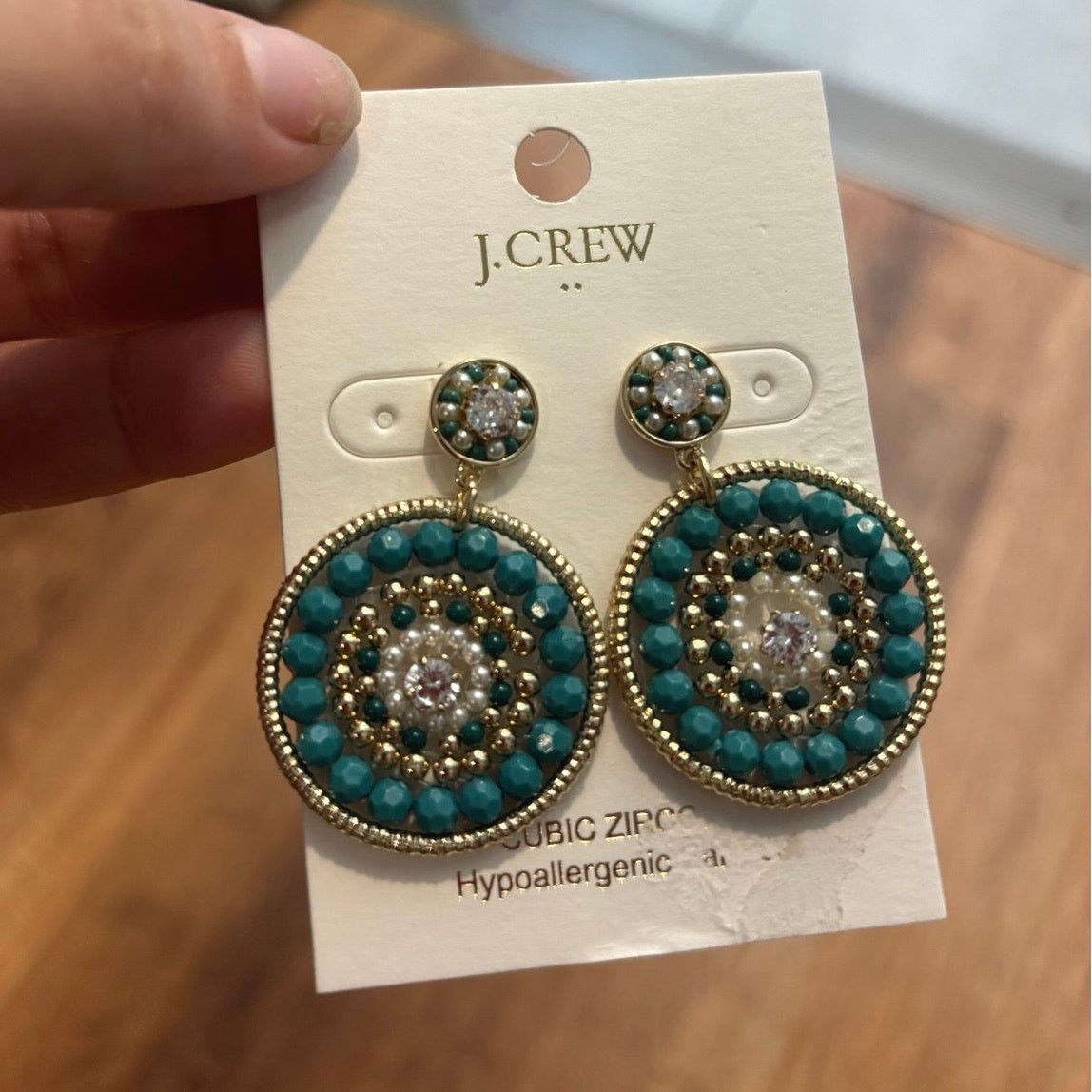 J.Crew NWT J.Crew Beaded Circle Statement Earrings In Aventurine Size ONE SIZE - 5 Thumbnail