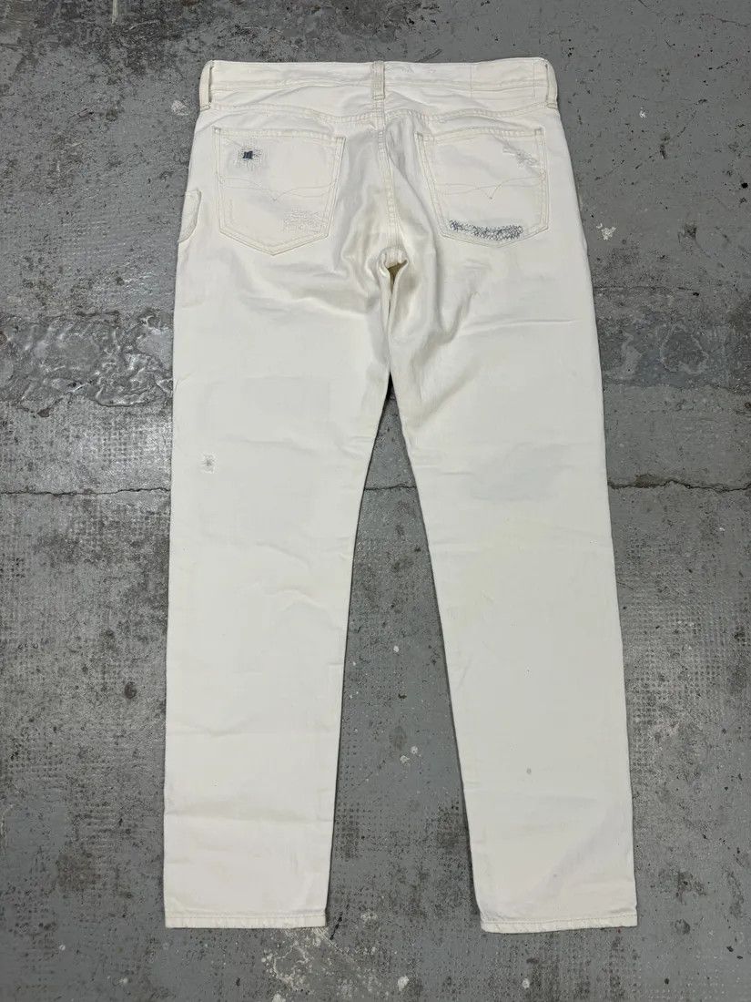 Designer × Polo Ralph Lauren × Vintage 2000s Ralph Lauren White Distressed Slim Denim Jeans Size US 32 / EU 48 - 5 Thumbnail